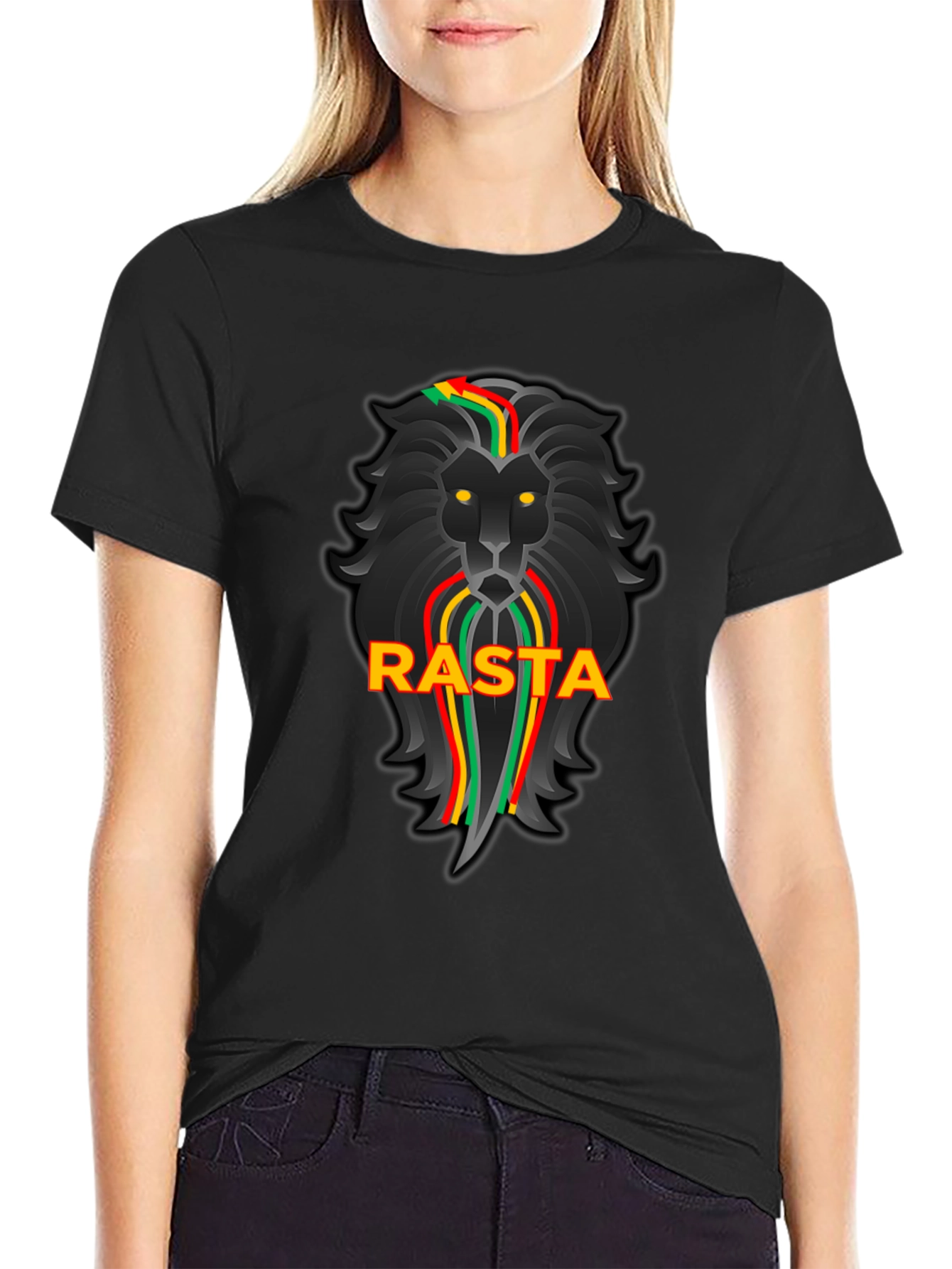 Rasta Lion Black Graphic Tee