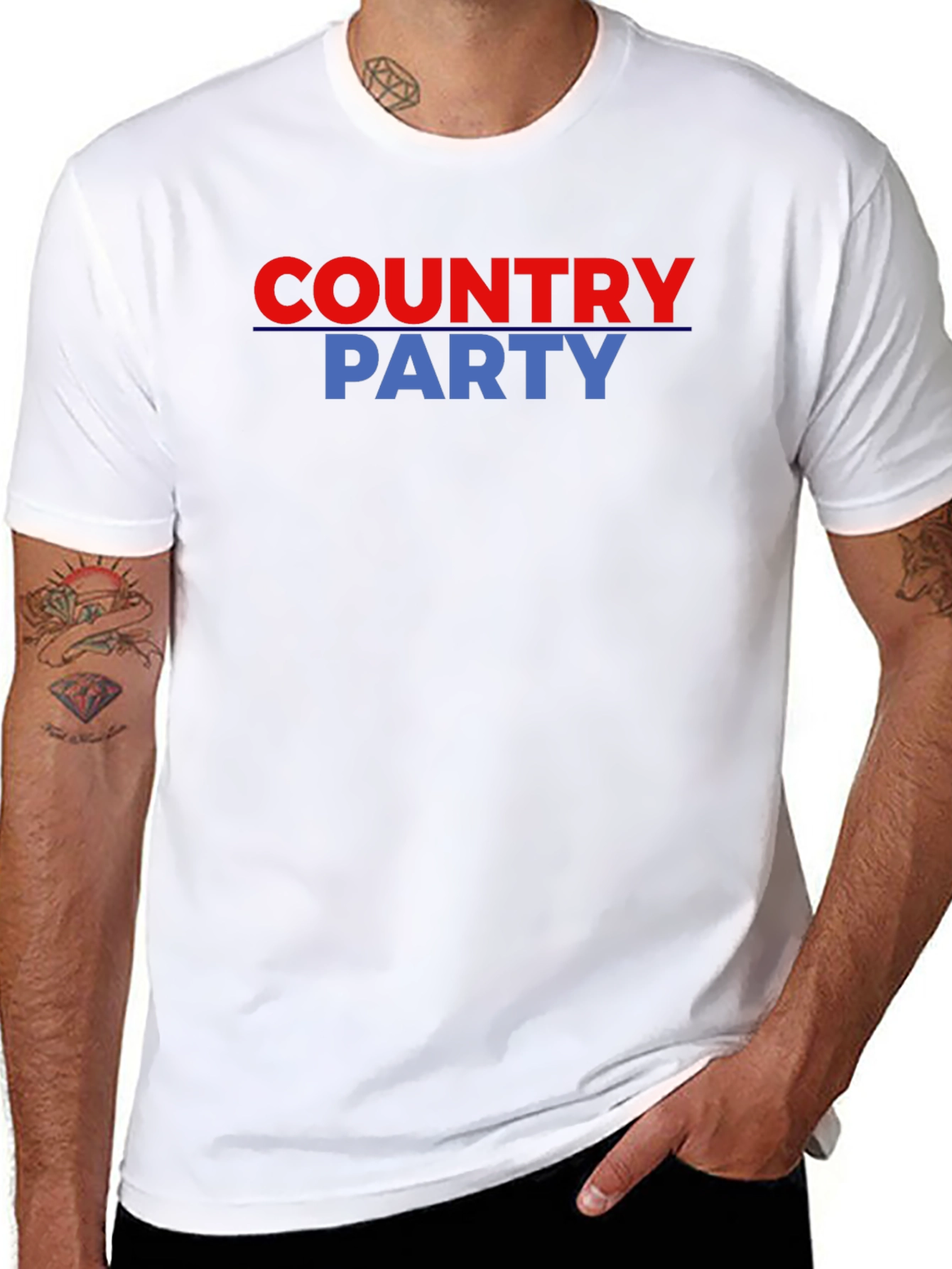 Country Party Graphic Tee - Black Cotton T-Shirt