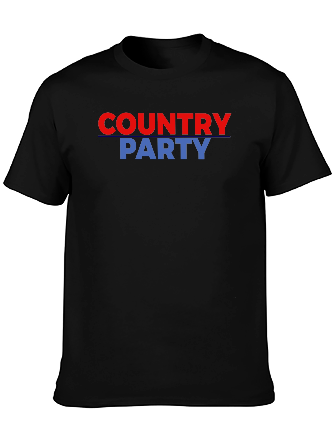 Country Party Graphic Tee - Black Cotton T-Shirt