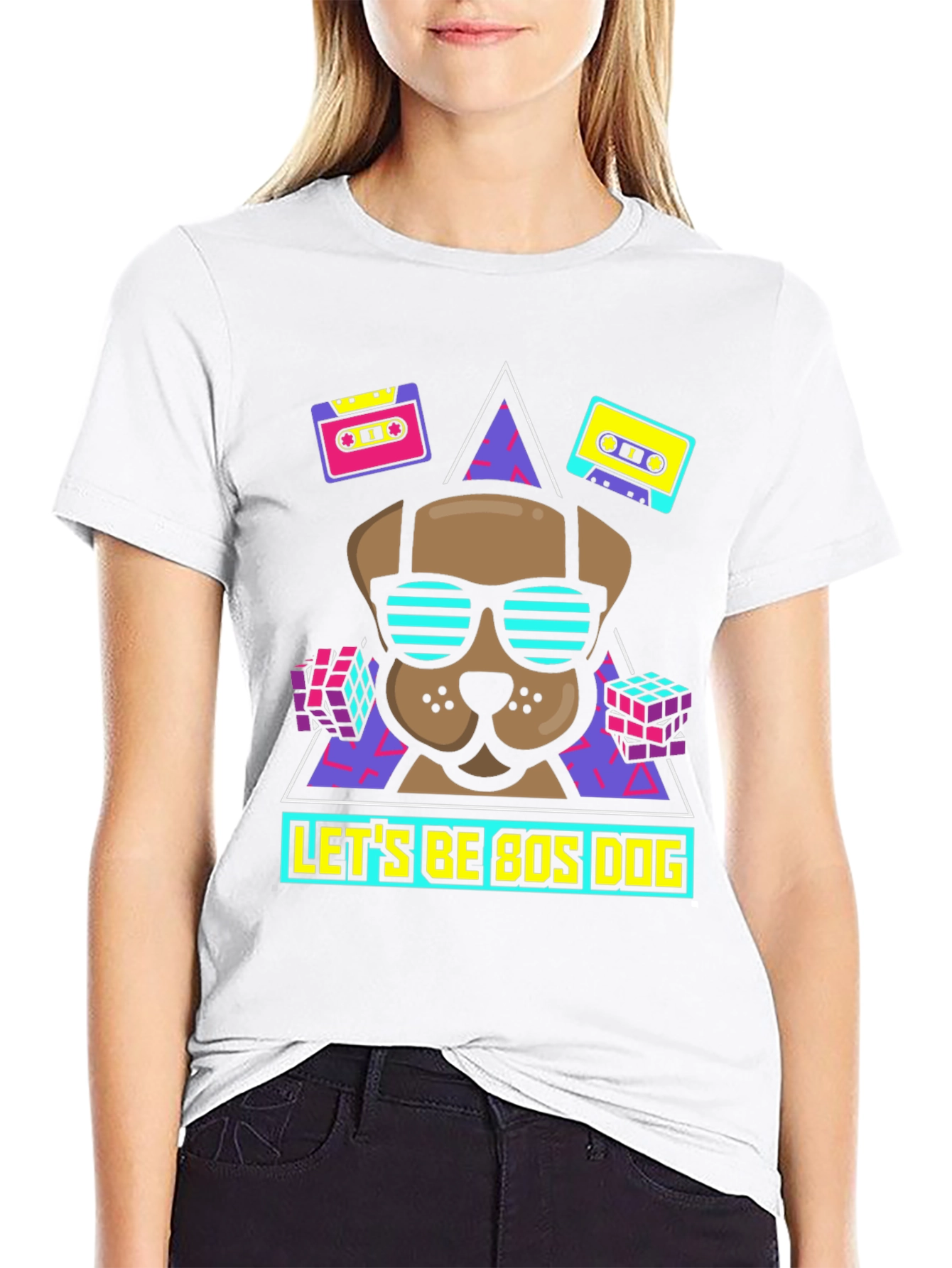 Retro 80s Dog Graphic T-Shirt