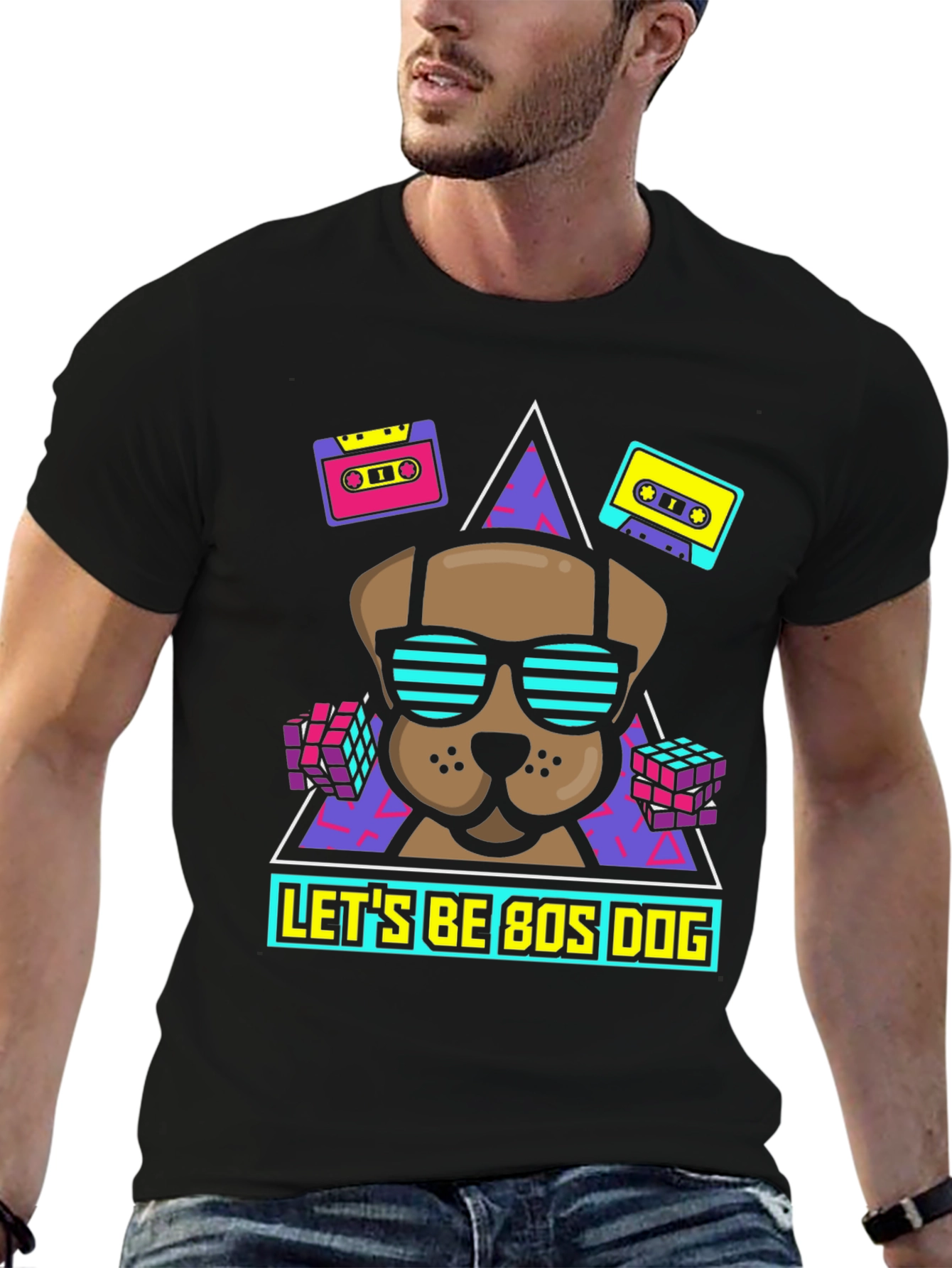 Retro 80s Dog Graphic T-Shirt