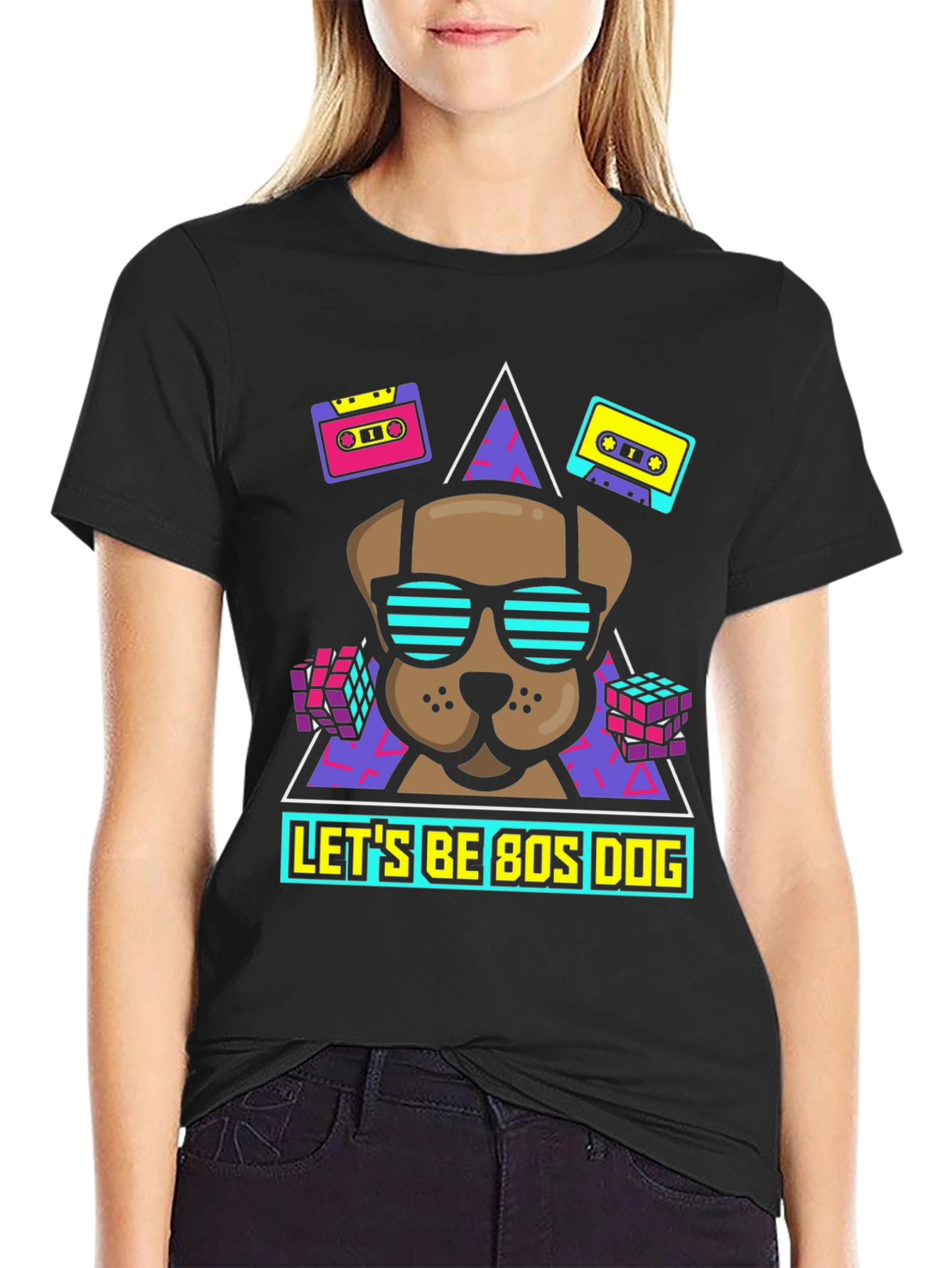 Retro 80s Dog Graphic T-Shirt