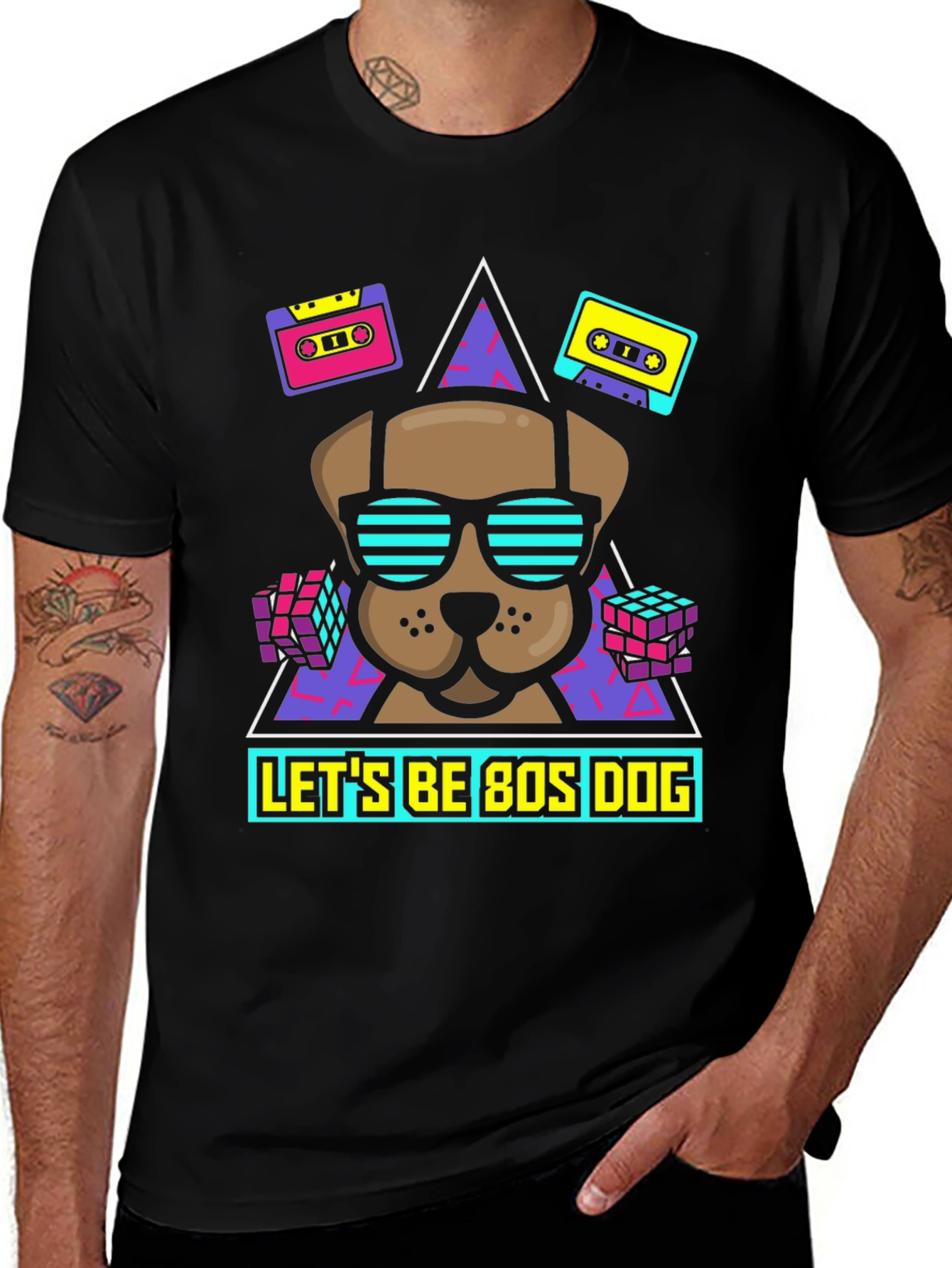 Retro 80s Dog Graphic T-Shirt