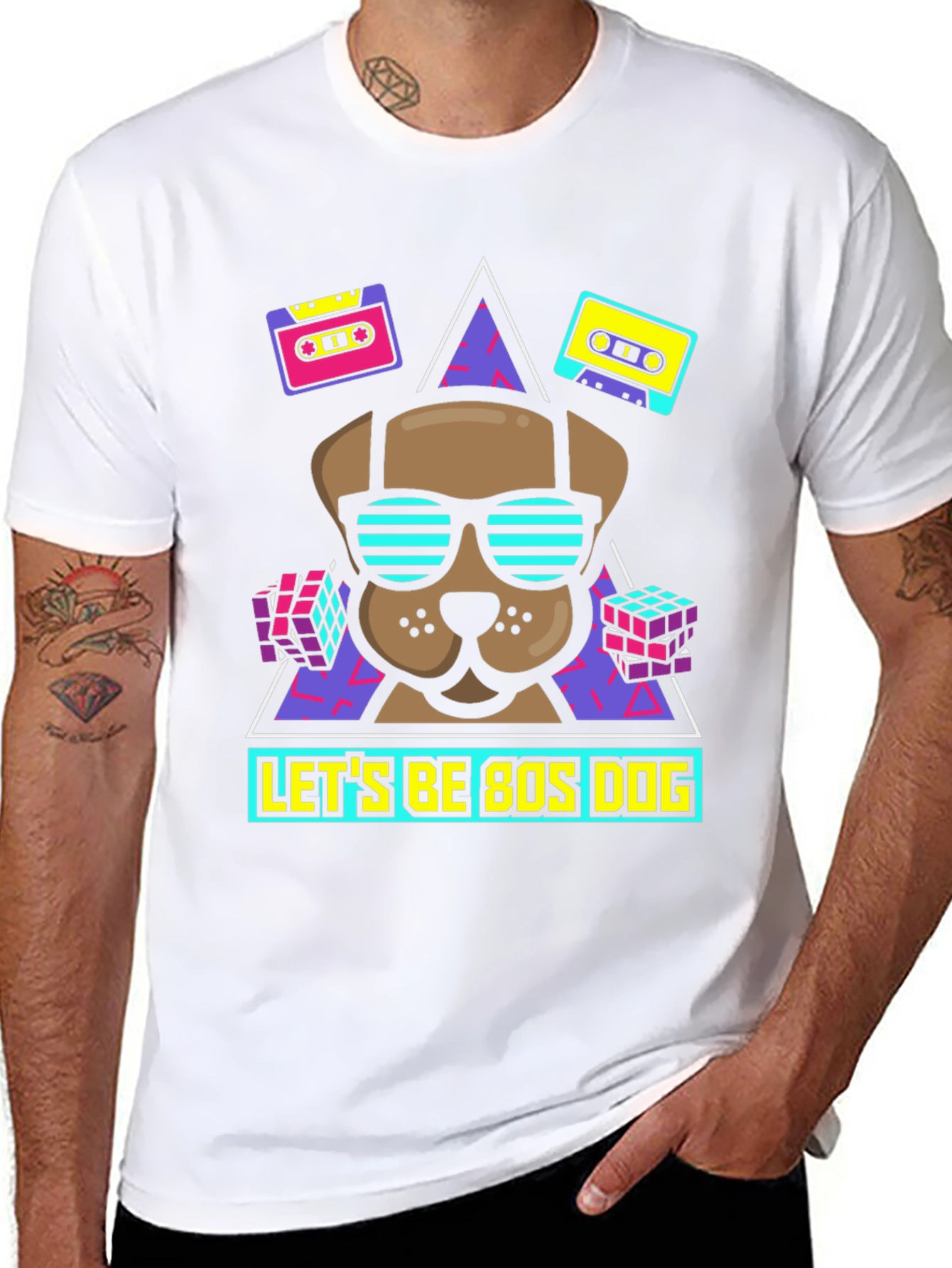 Retro 80s Dog Graphic T-Shirt