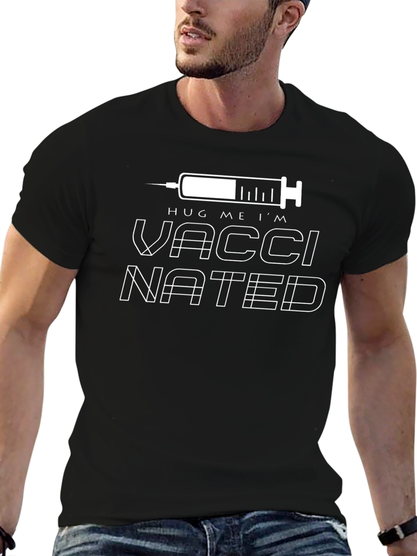 Vaccinated Graphic Tee - Hug Me Im Vaccinated Shirt