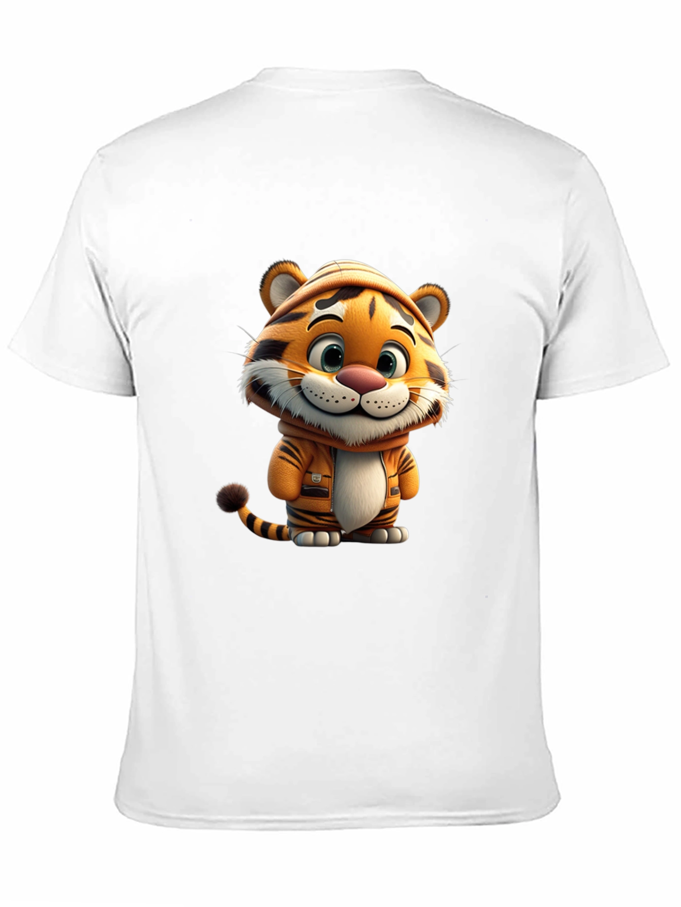 Cute Cartoon Tiger Black T-Shirt