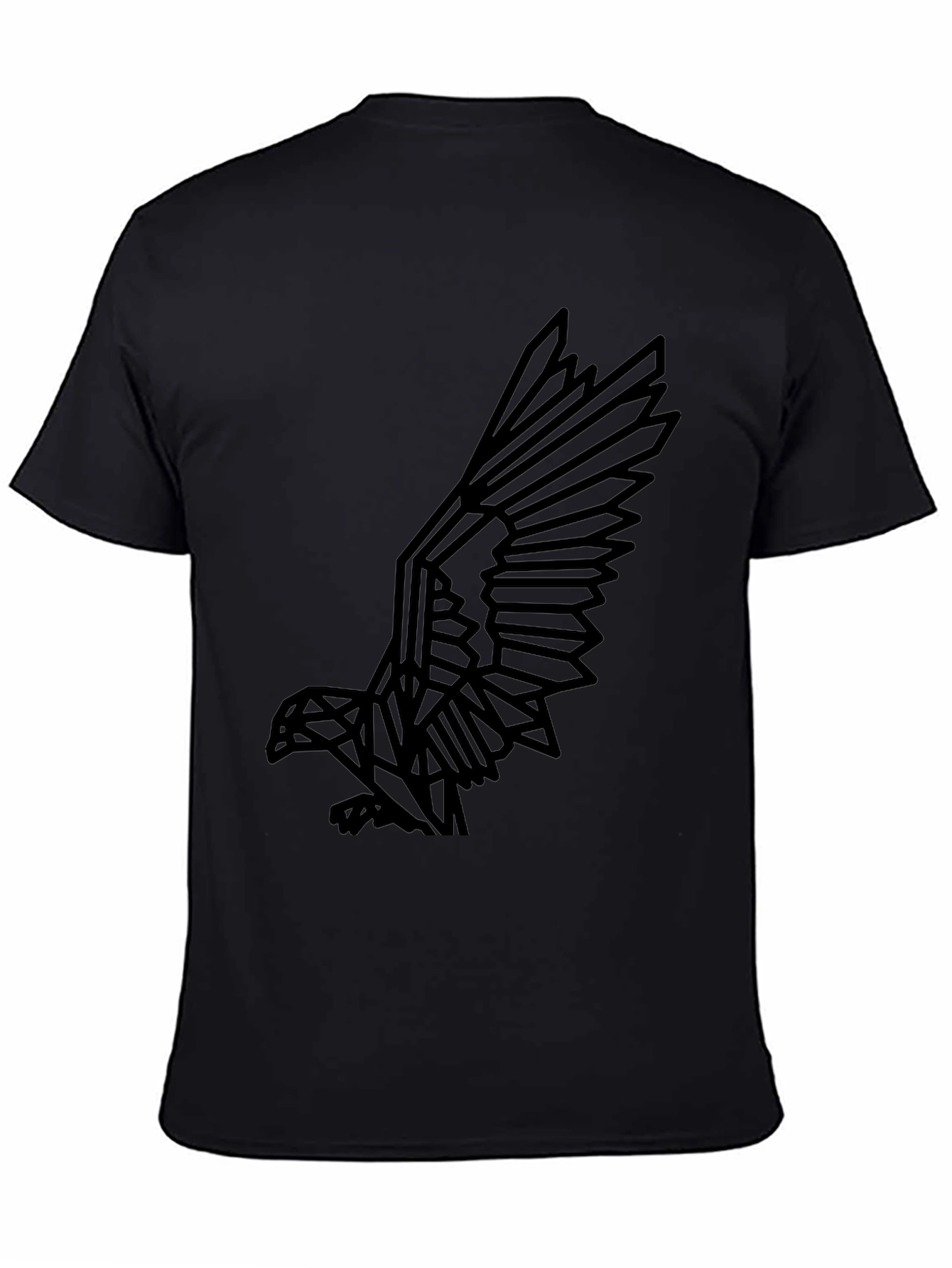 Geometric Eagle Graphic Print Black T-Shirt