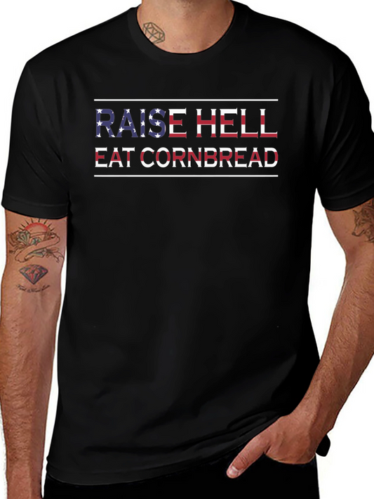 Raise Hell Eat Cornbread Patriotic Graphic Tee