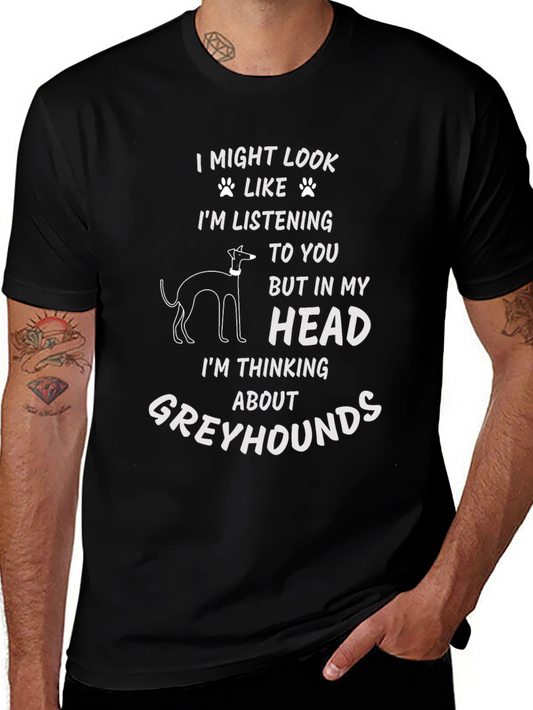 Greyhound Thinking T-Shirt - Funny Dog Lover Tee