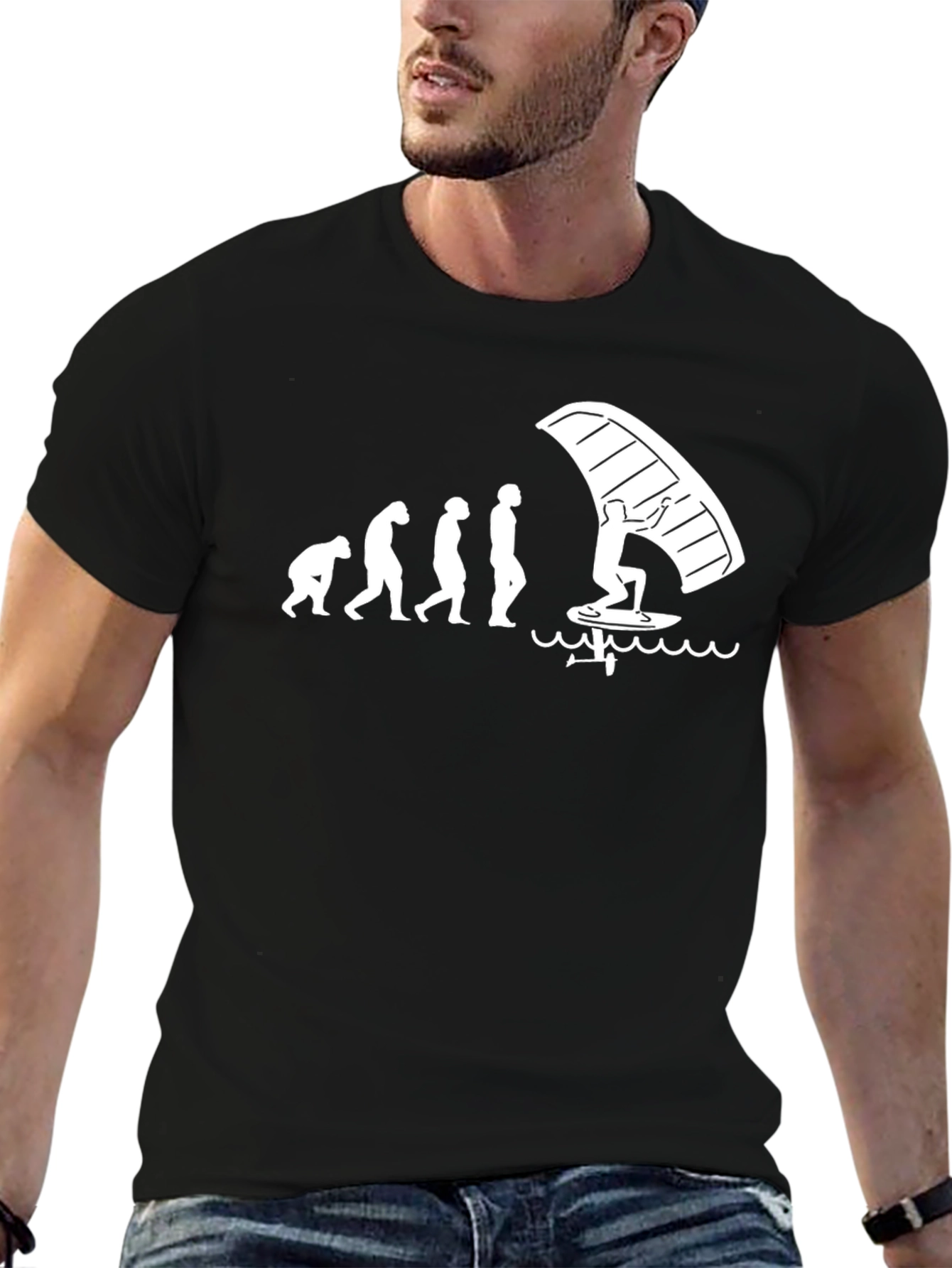 Evolution of Windsurfing Black T-Shirt
