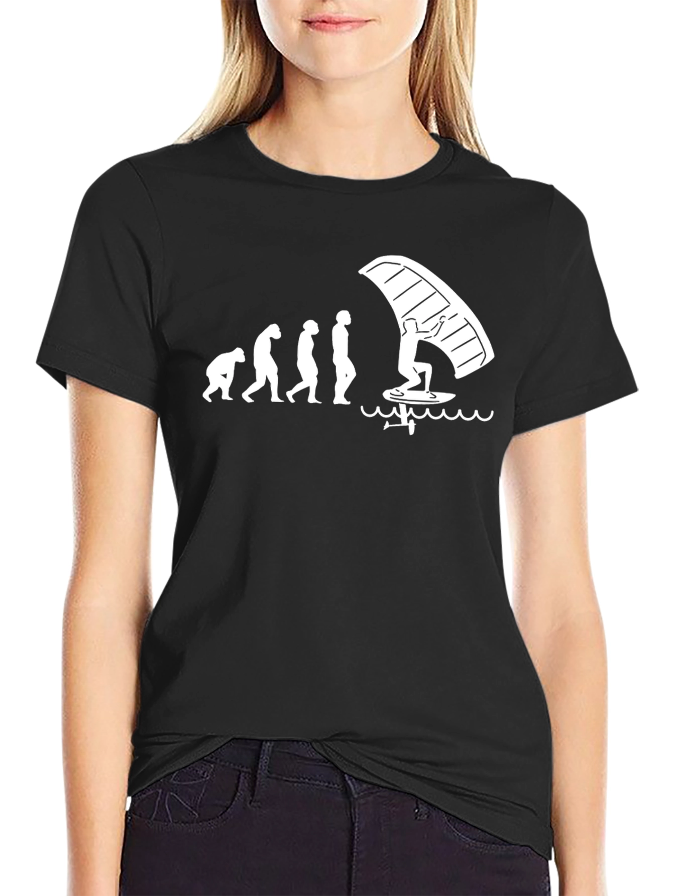 Evolution of Windsurfing Black T-Shirt