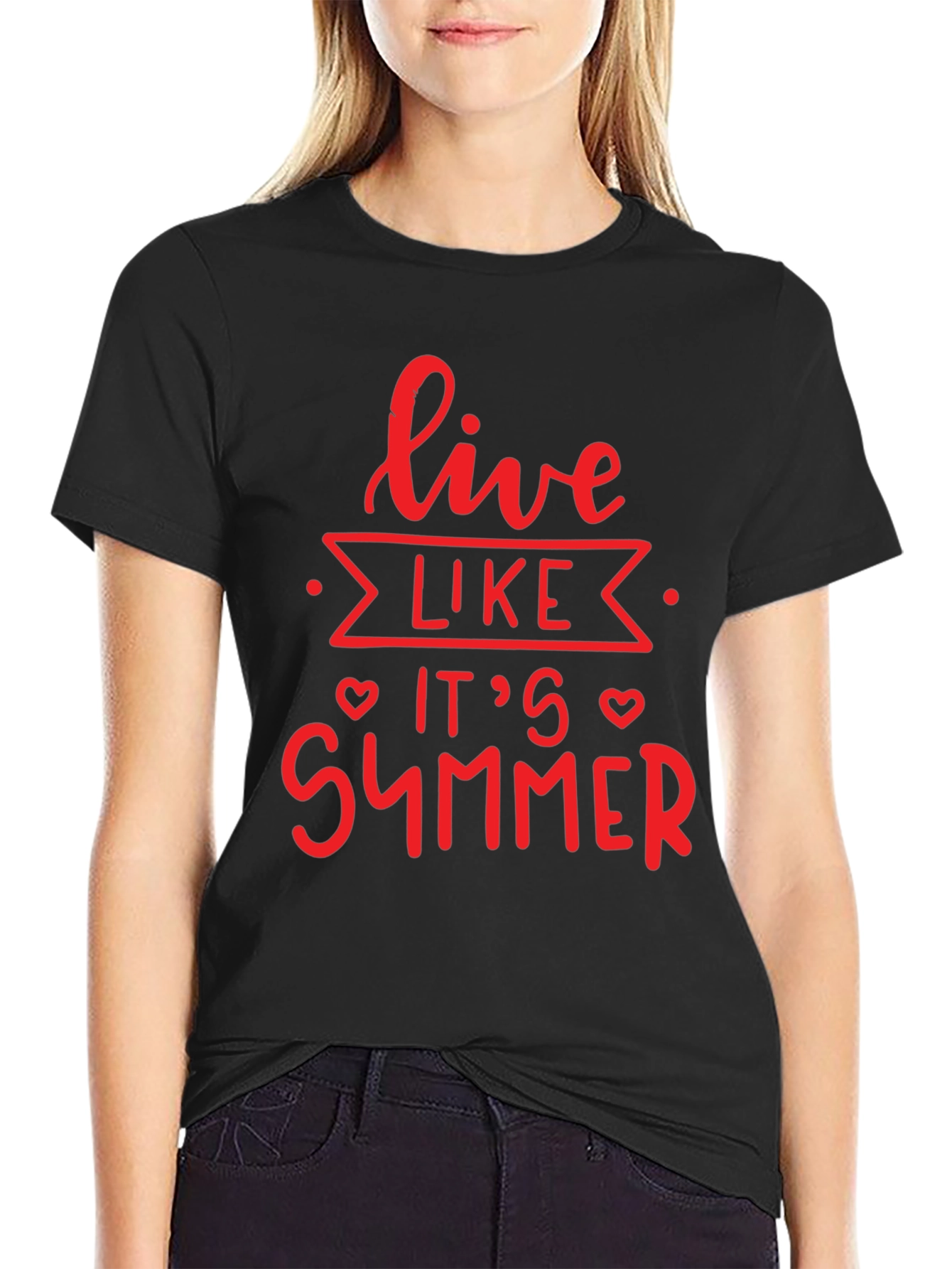 Live Like Its Summer Black Graphic Tee