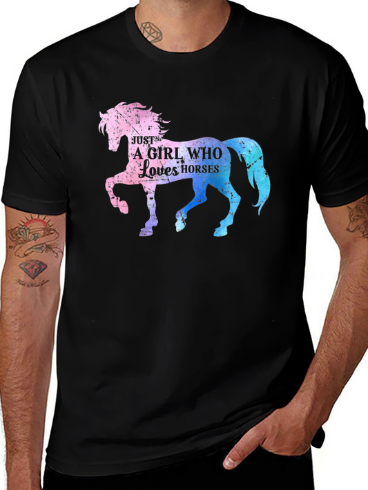 Just A Girl Who Loves Horses T-Shirt - Black