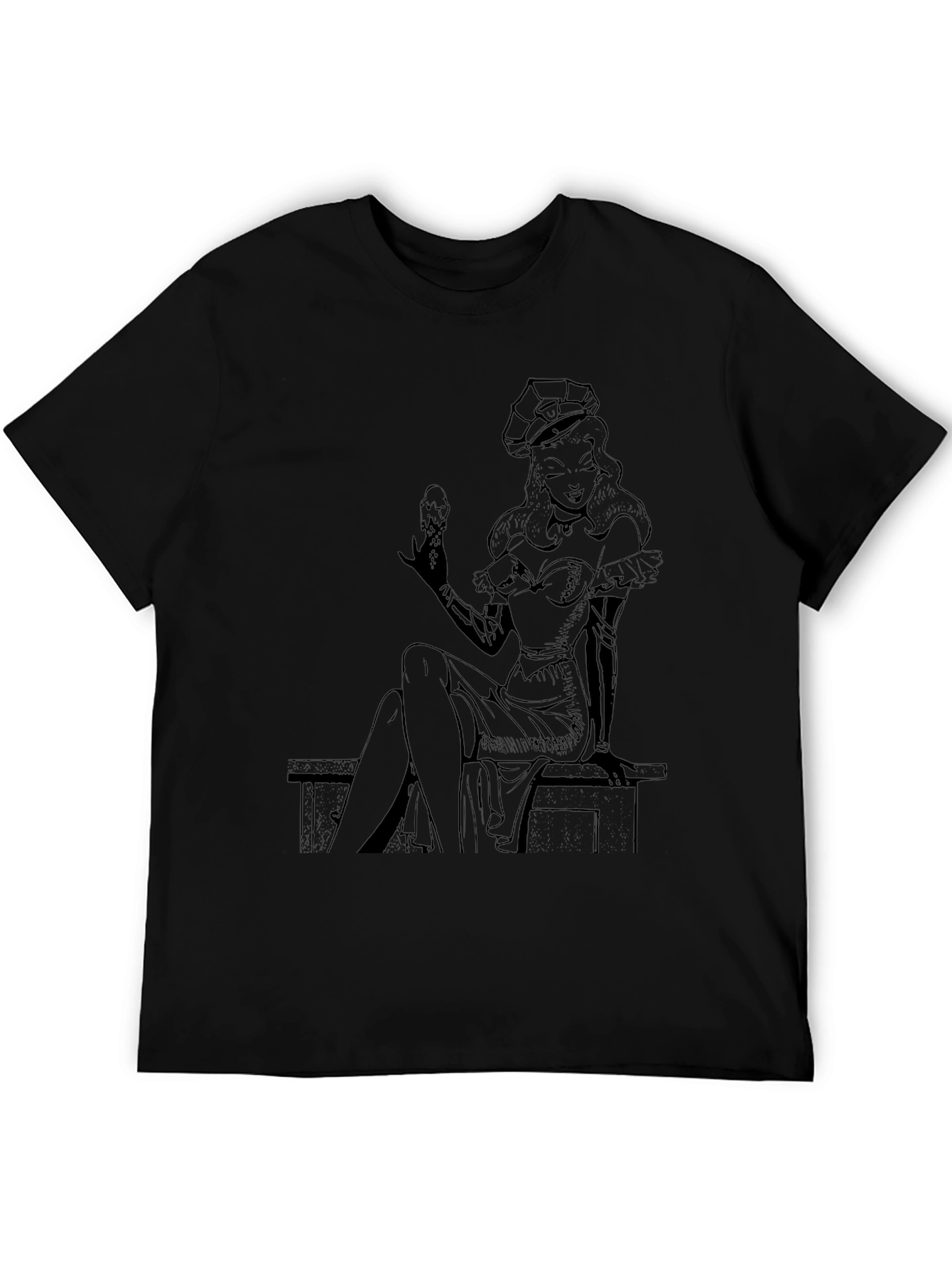 Retro Black T-Shirt with Cartoon Graphic