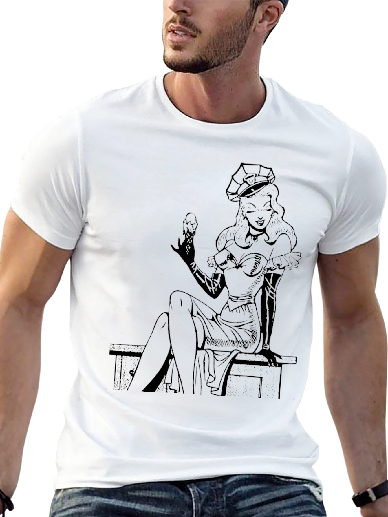 Retro Black T-Shirt with Cartoon Graphic