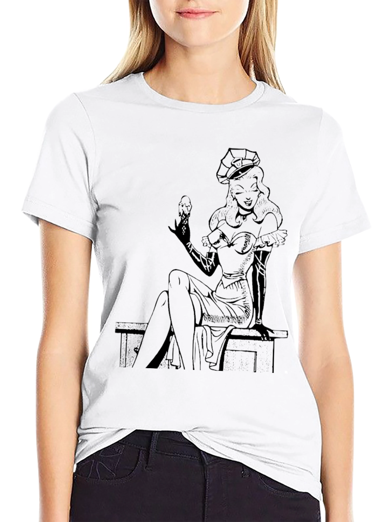 Retro Black T-Shirt with Cartoon Graphic