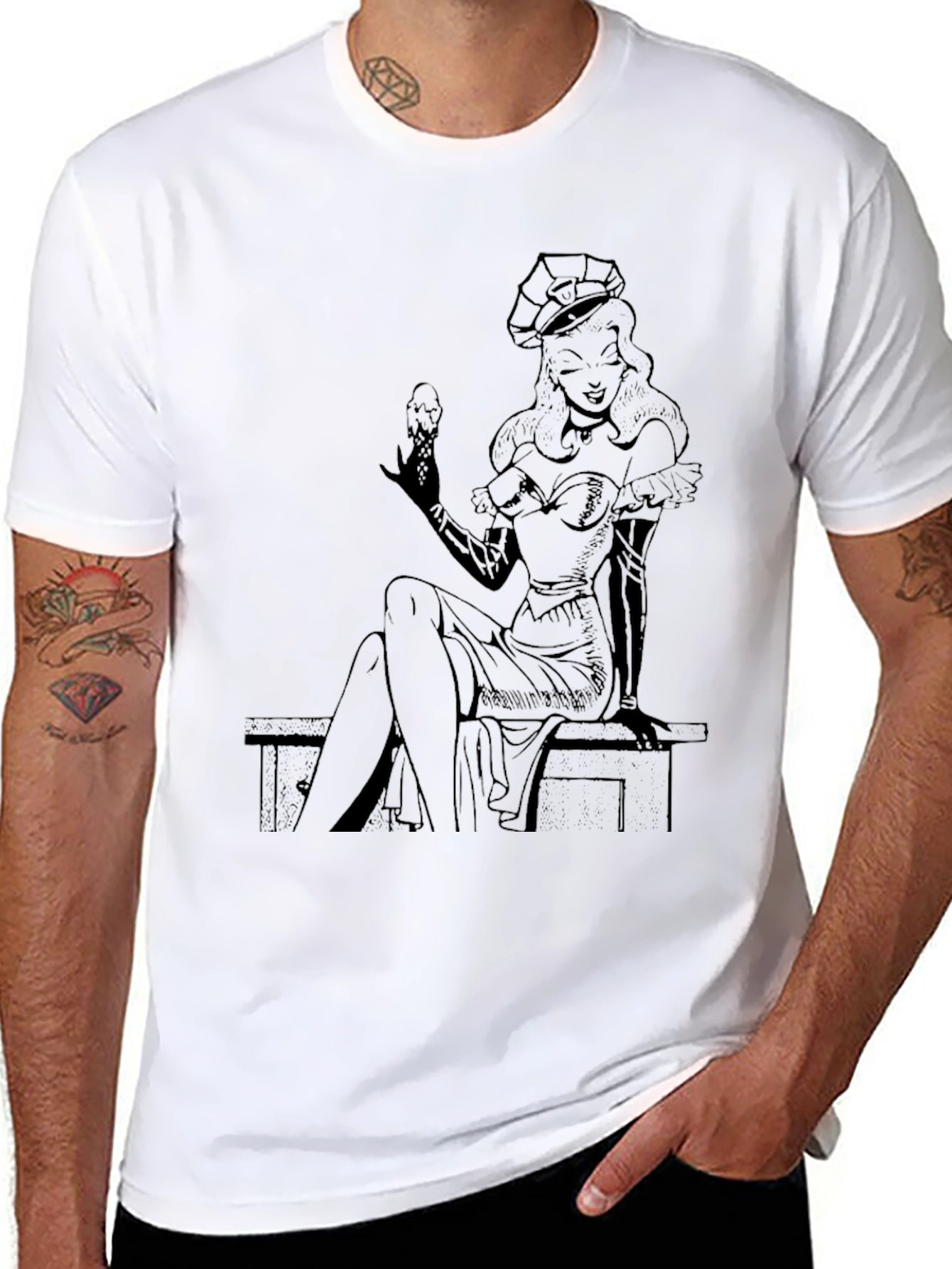 Retro Black T-Shirt with Cartoon Graphic