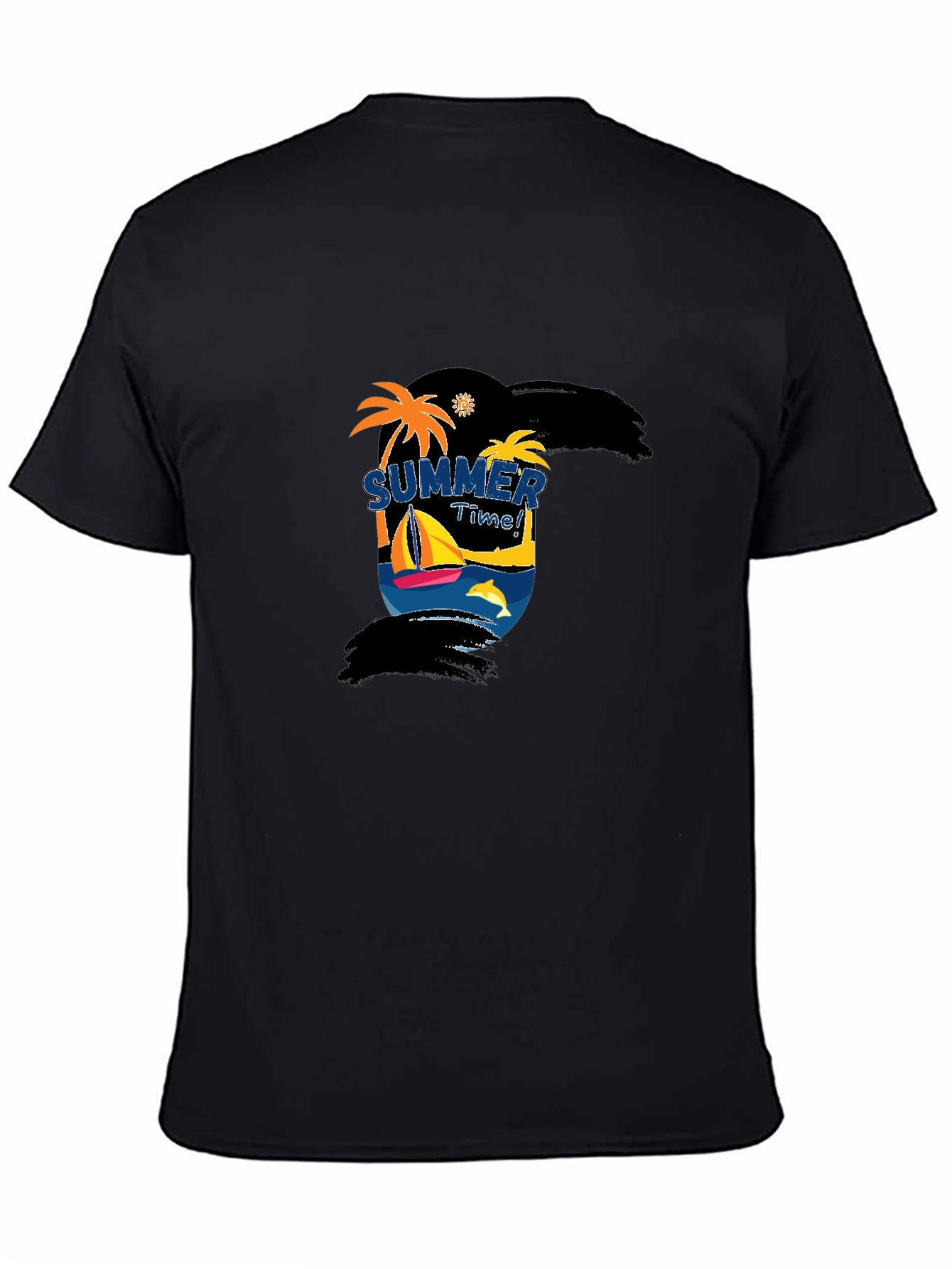 Summer Time Graphic Black T-Shirt