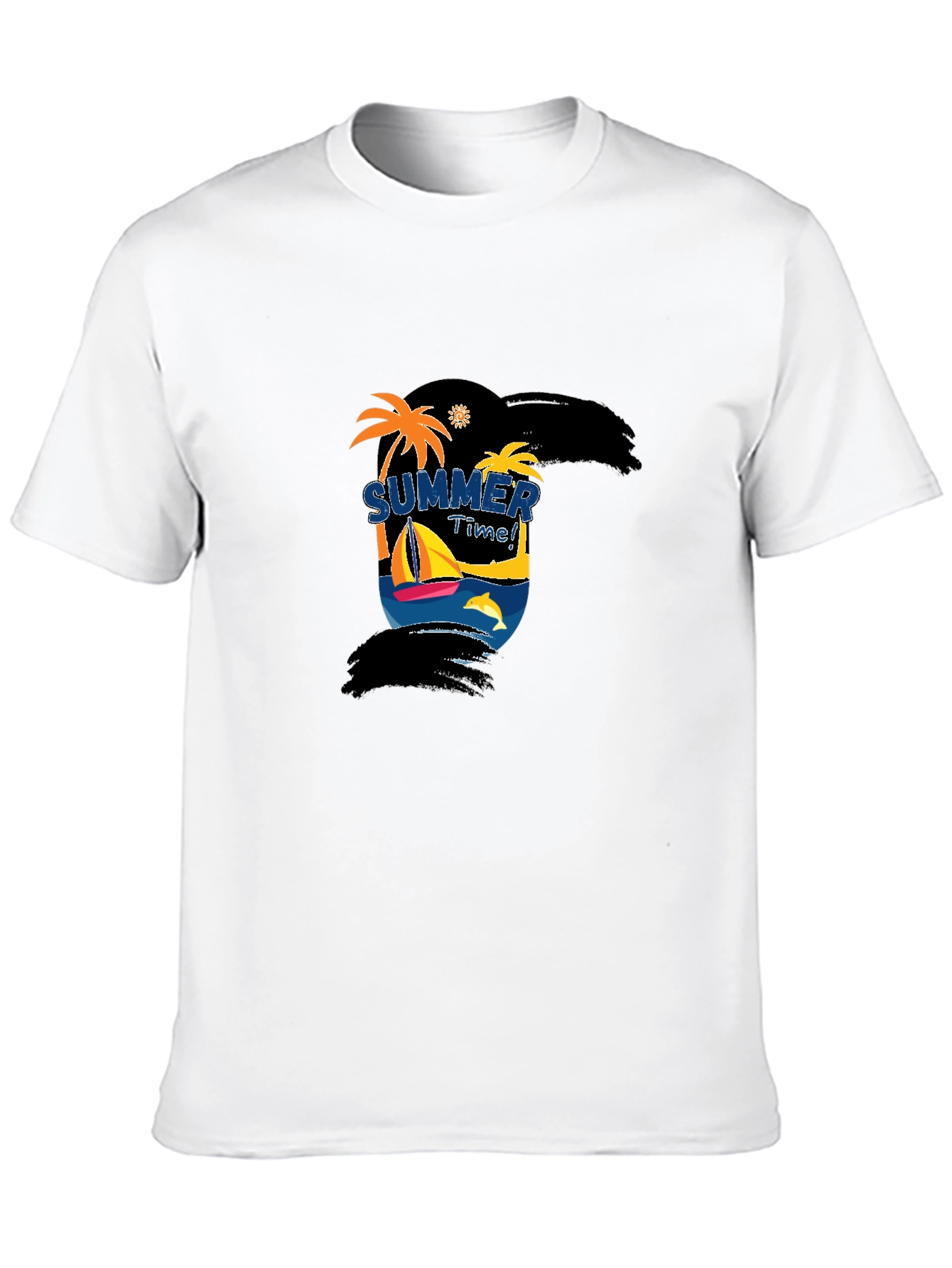 Summer Time Graphic Black T-Shirt