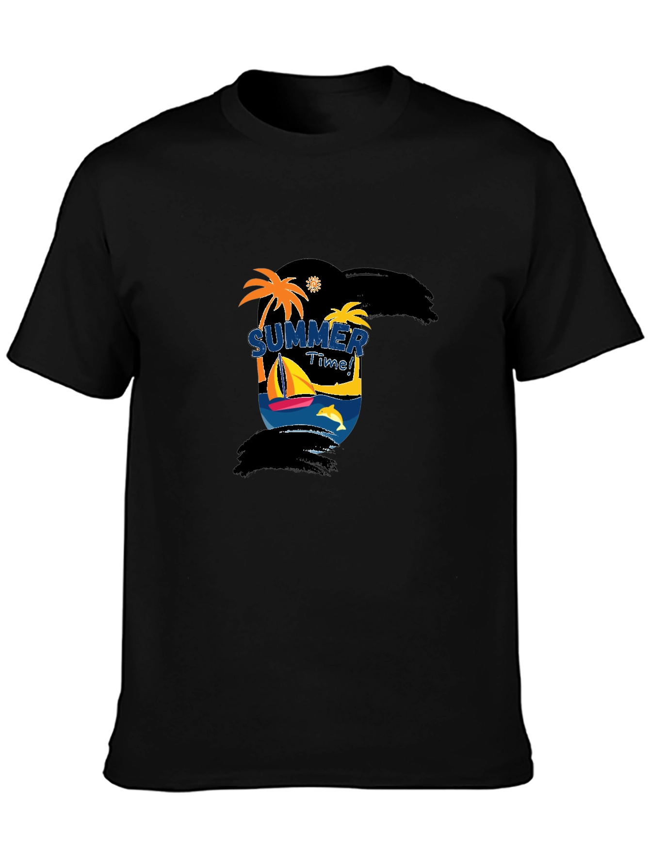 Summer Time Graphic Black T-Shirt