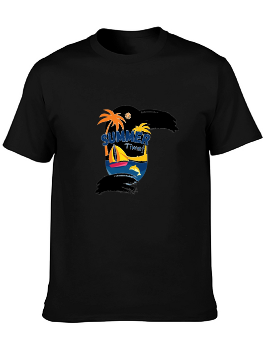 Summer Time Graphic Black T-Shirt