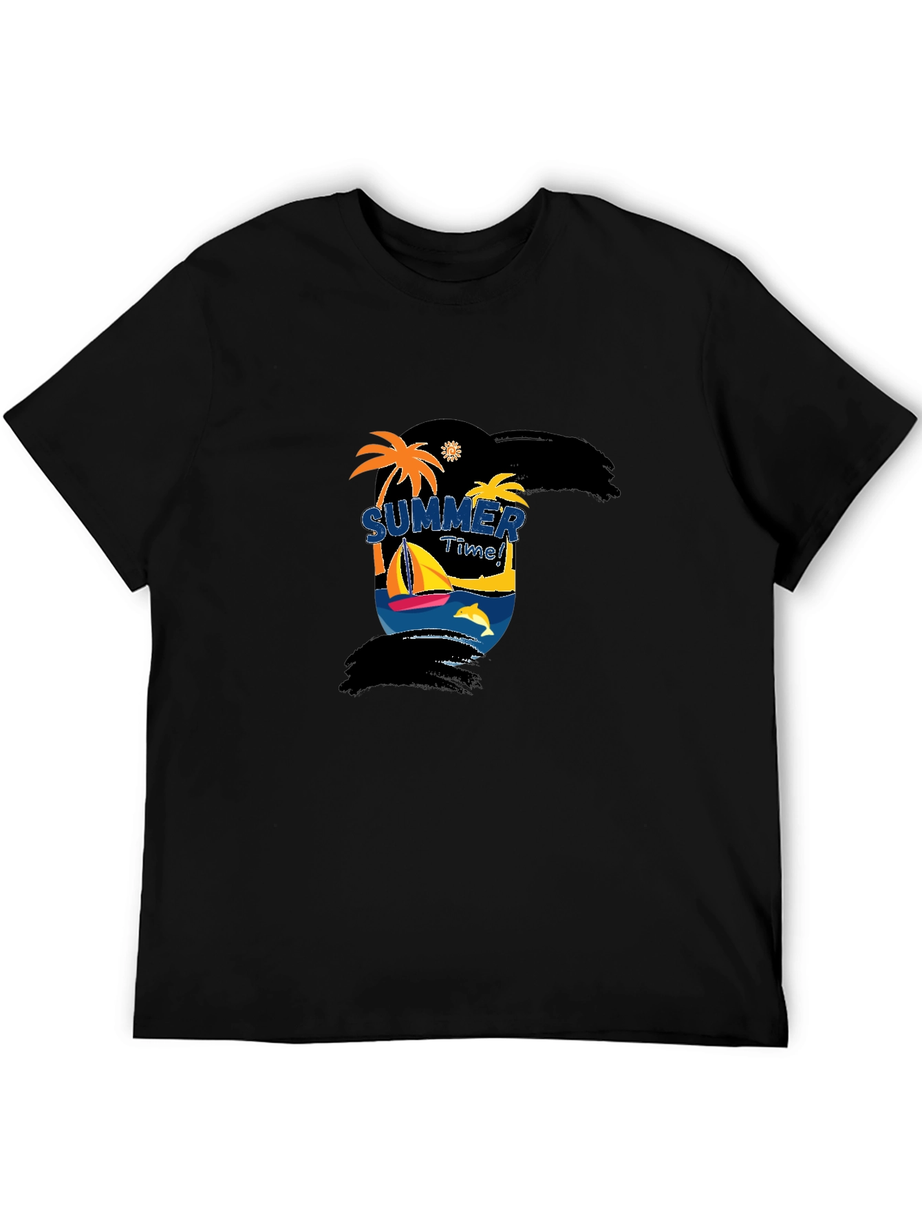 Summer Time Graphic Black T-Shirt