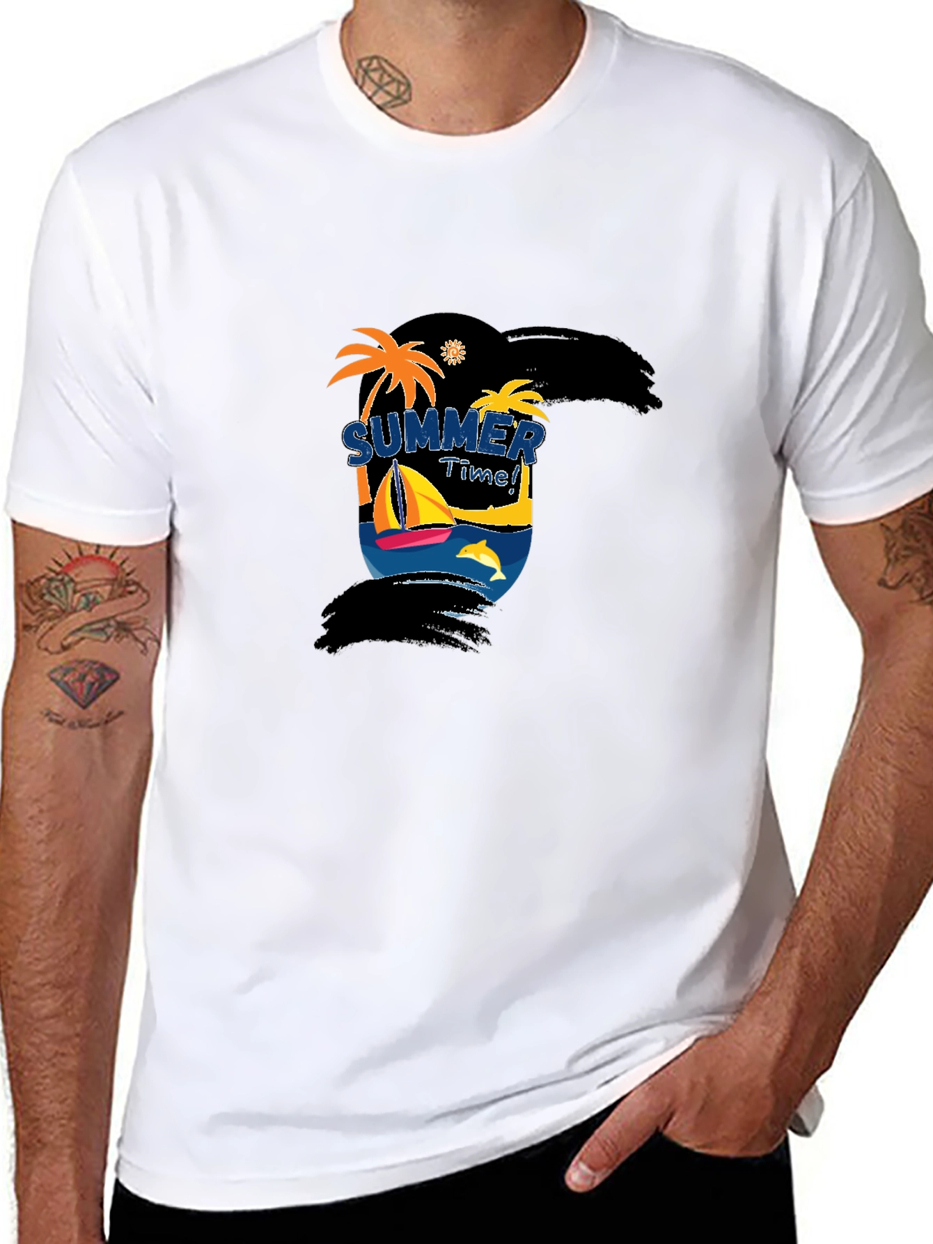 Summer Time Graphic Black T-Shirt