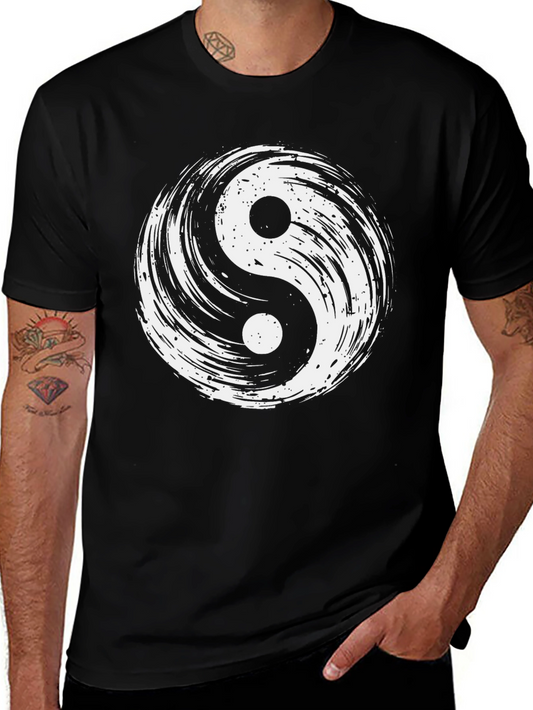 Yin Yang Graphic Tee - Black Cotton Blend T-Shirt