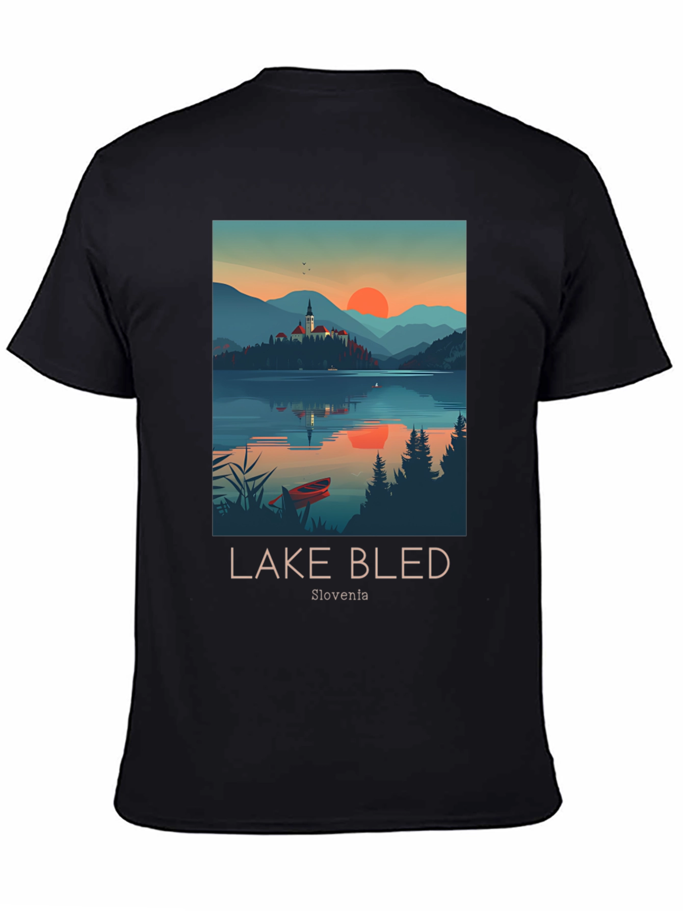 Lake Bled Slovenia Black Graphic T-Shirt