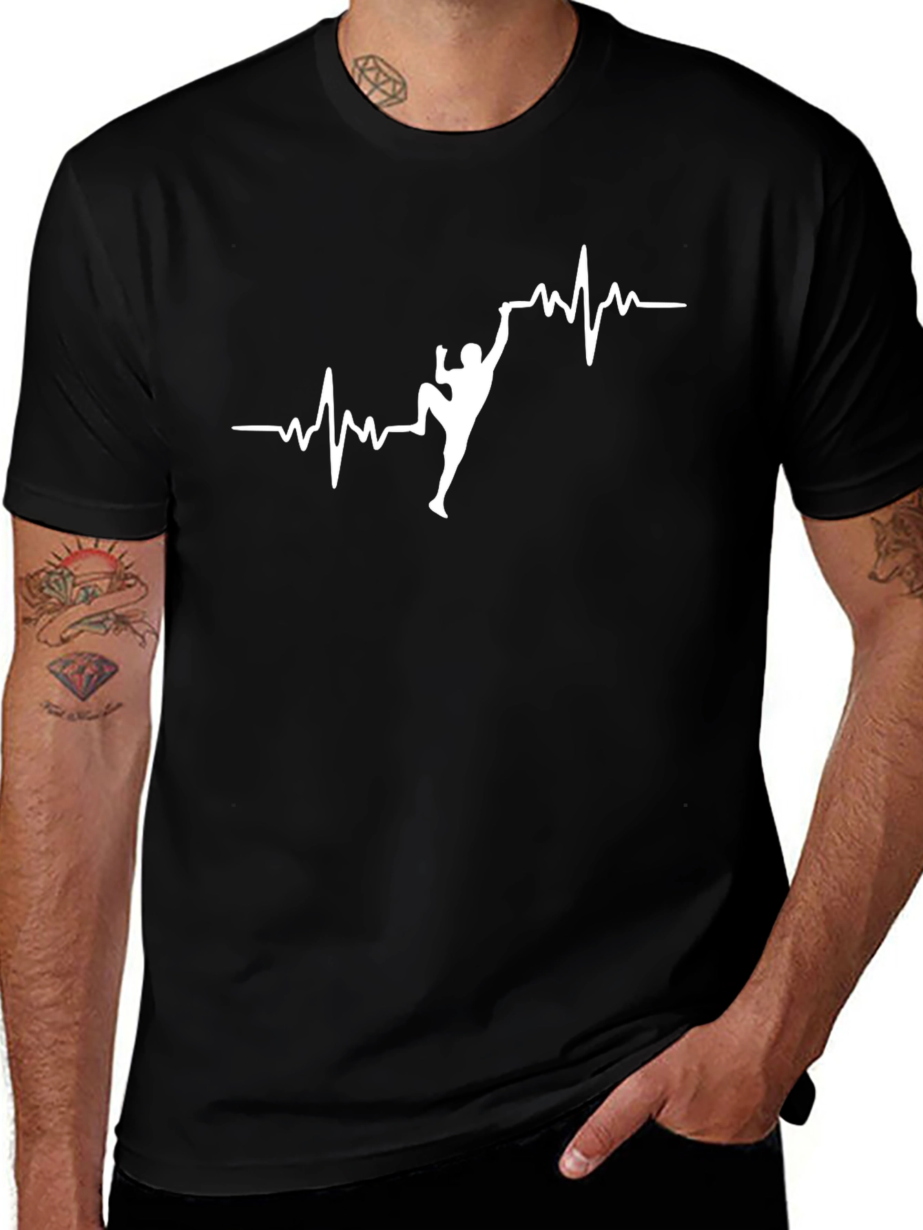 Climbing Heartbeat T-Shirt - Black