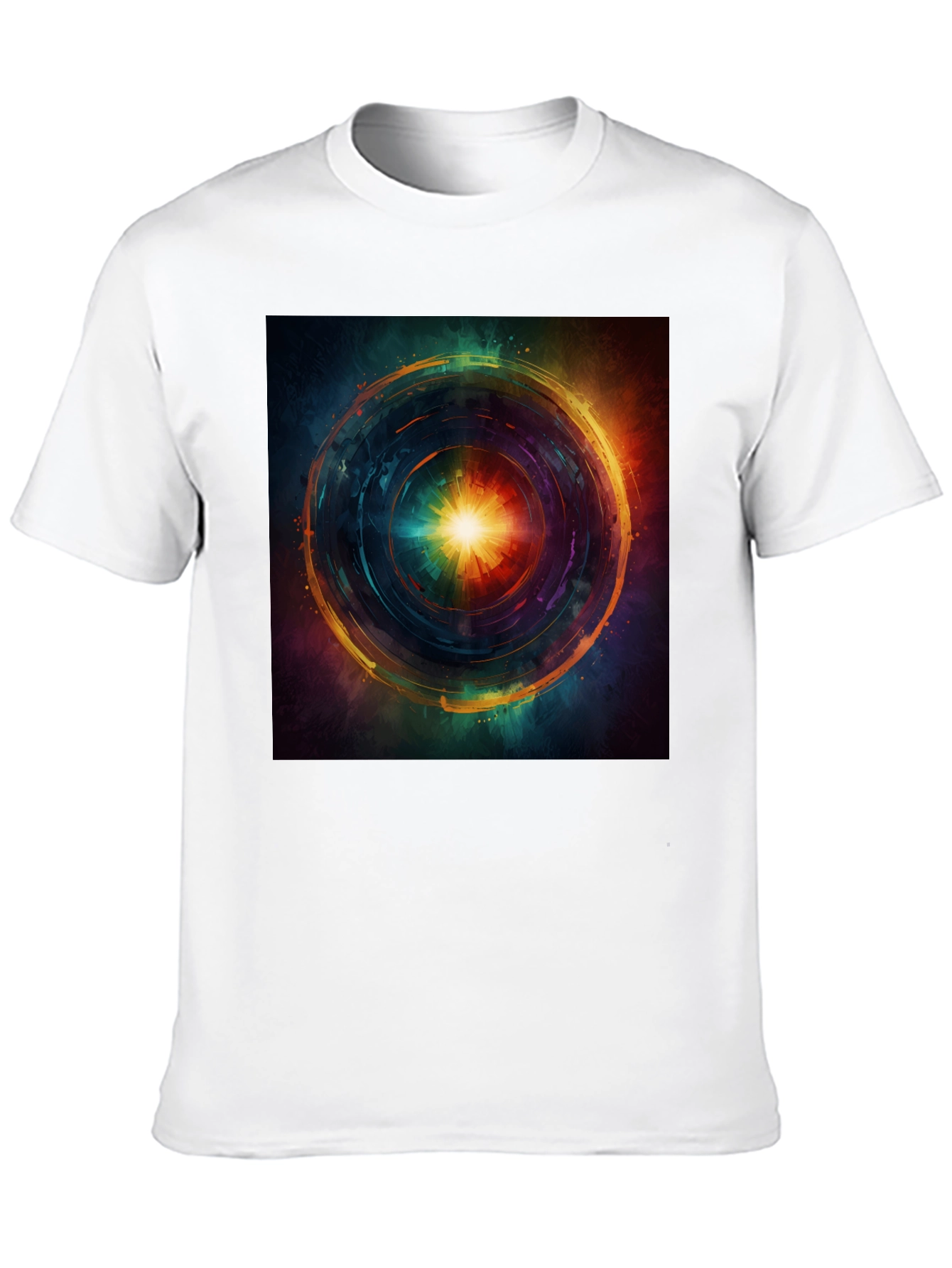 Abstract Vortex Graphic Print Black T-Shirt