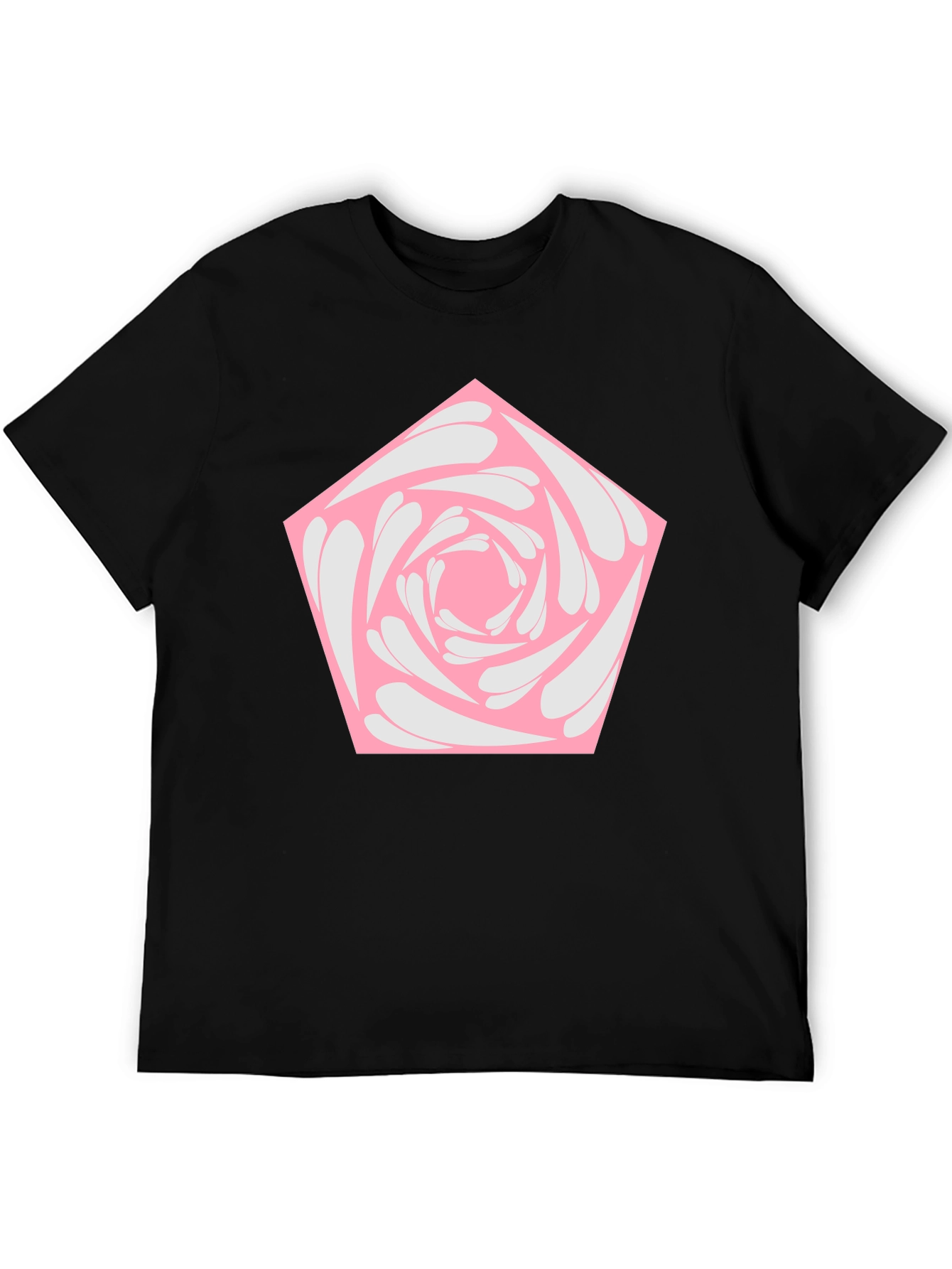Geometric Rose Graphic Tee - Black