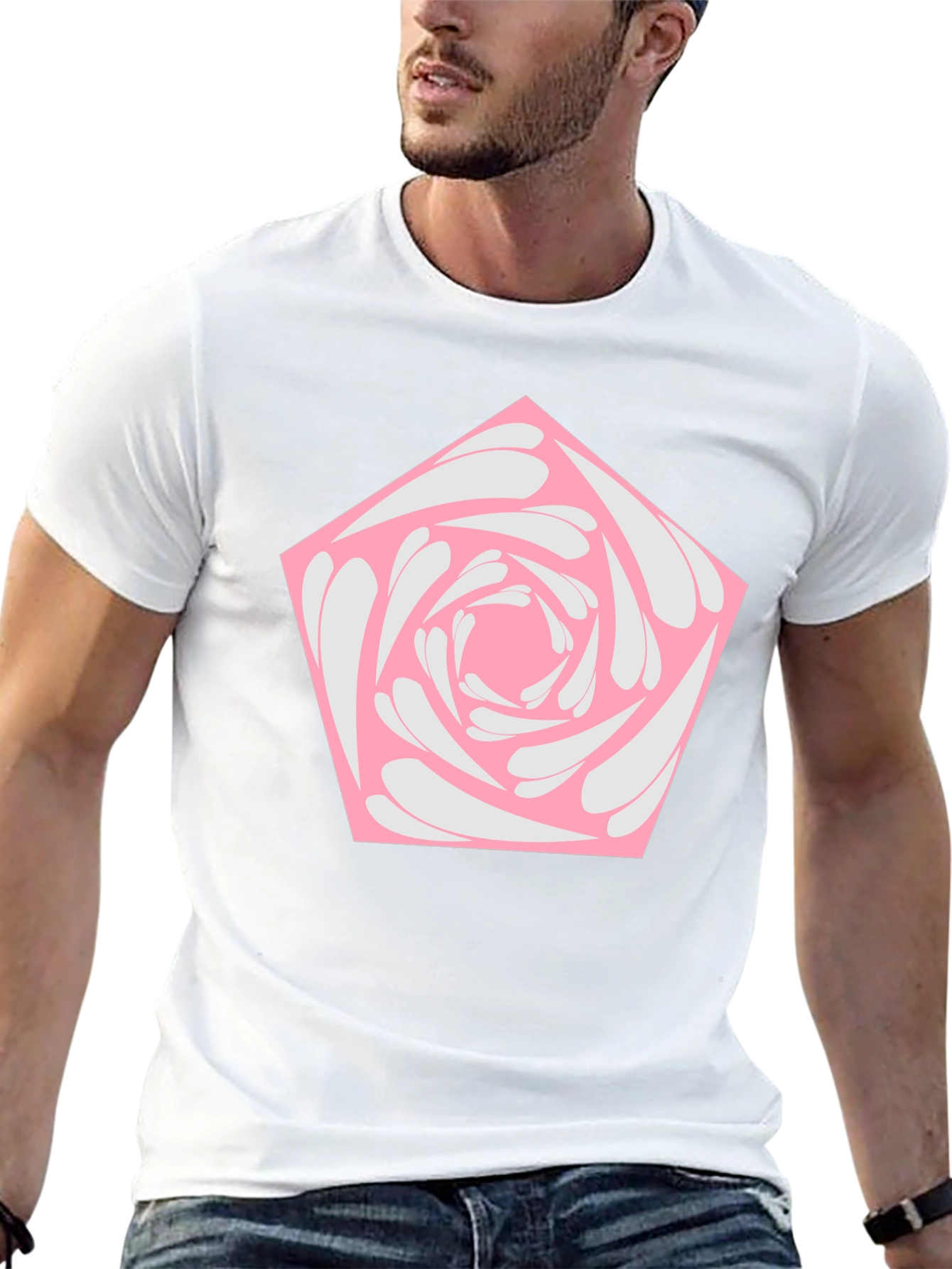 Geometric Rose Graphic Tee - Black