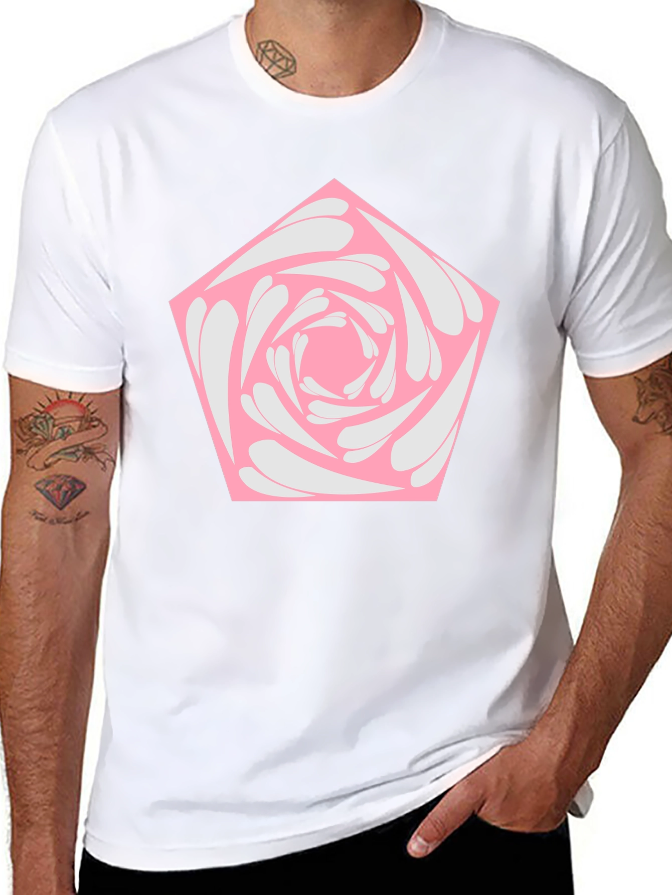 Geometric Rose Graphic Tee - Black