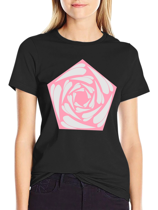 Geometric Rose Graphic Tee - Black