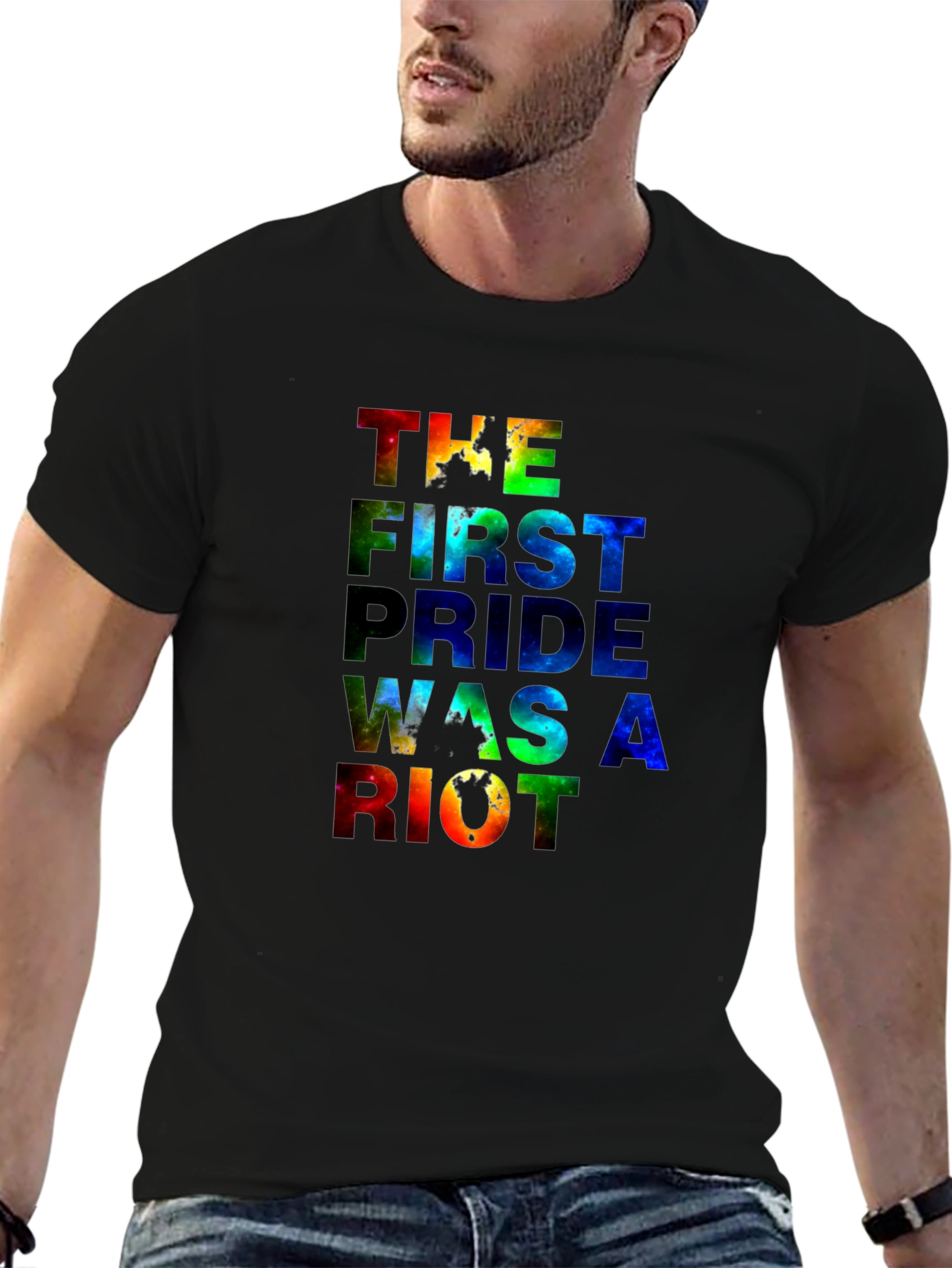 Pride Riot Graphic Tee - Black Cotton Blend