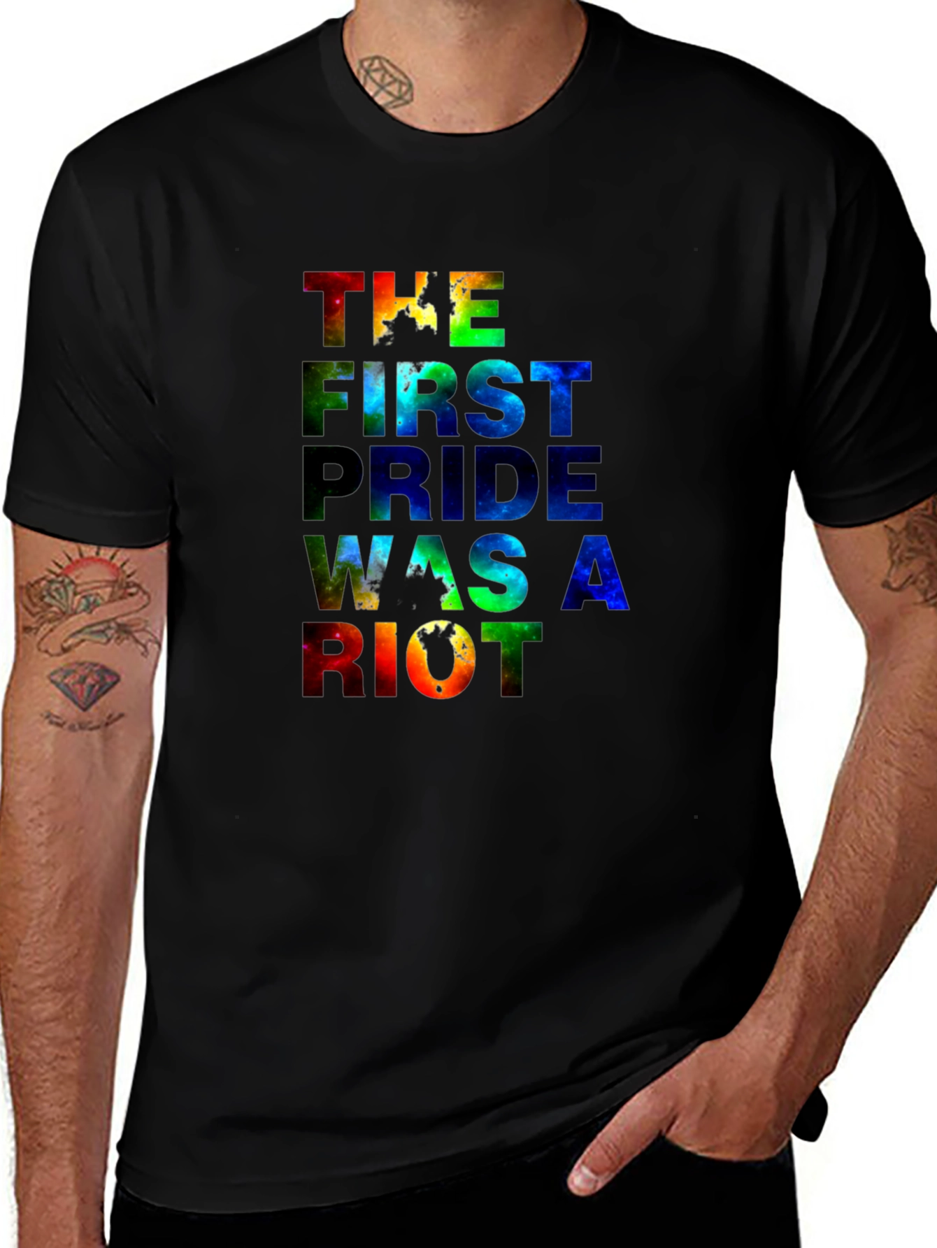 Pride Riot Graphic Tee - Black Cotton Blend