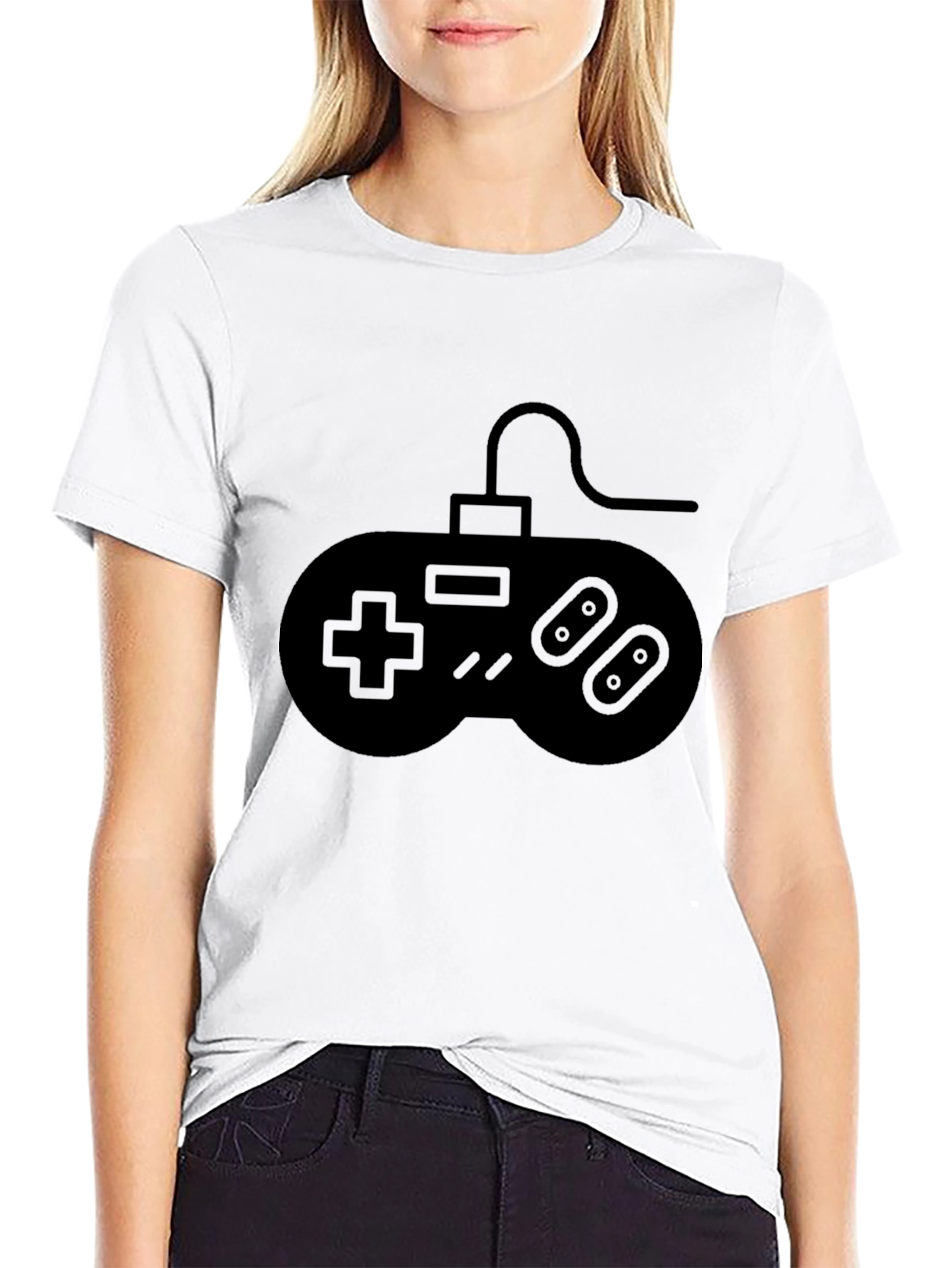 Retro Gamer Tee: Black Gamepad Graphic T-Shirt