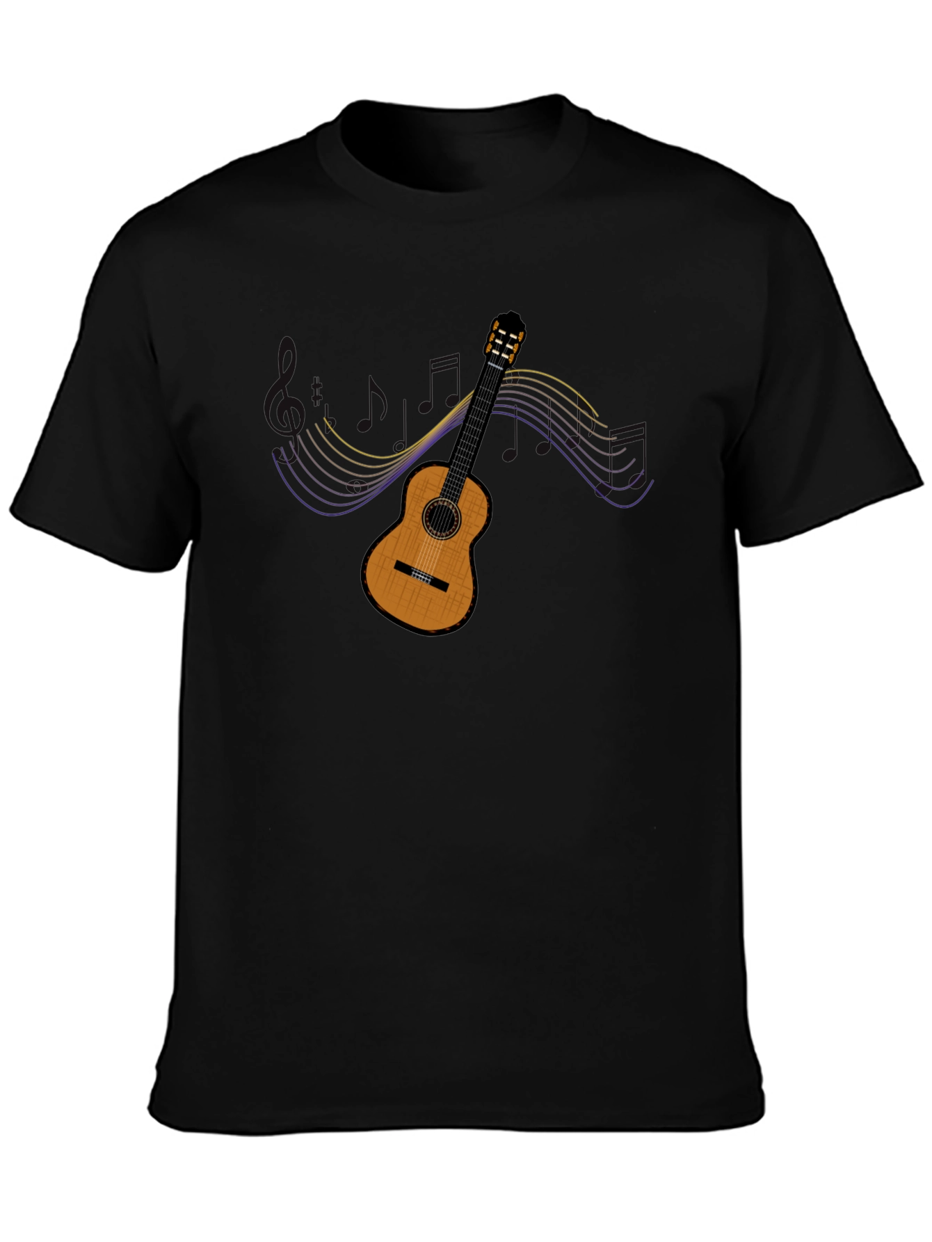 Guitar Music Graphic Black T-Shirt