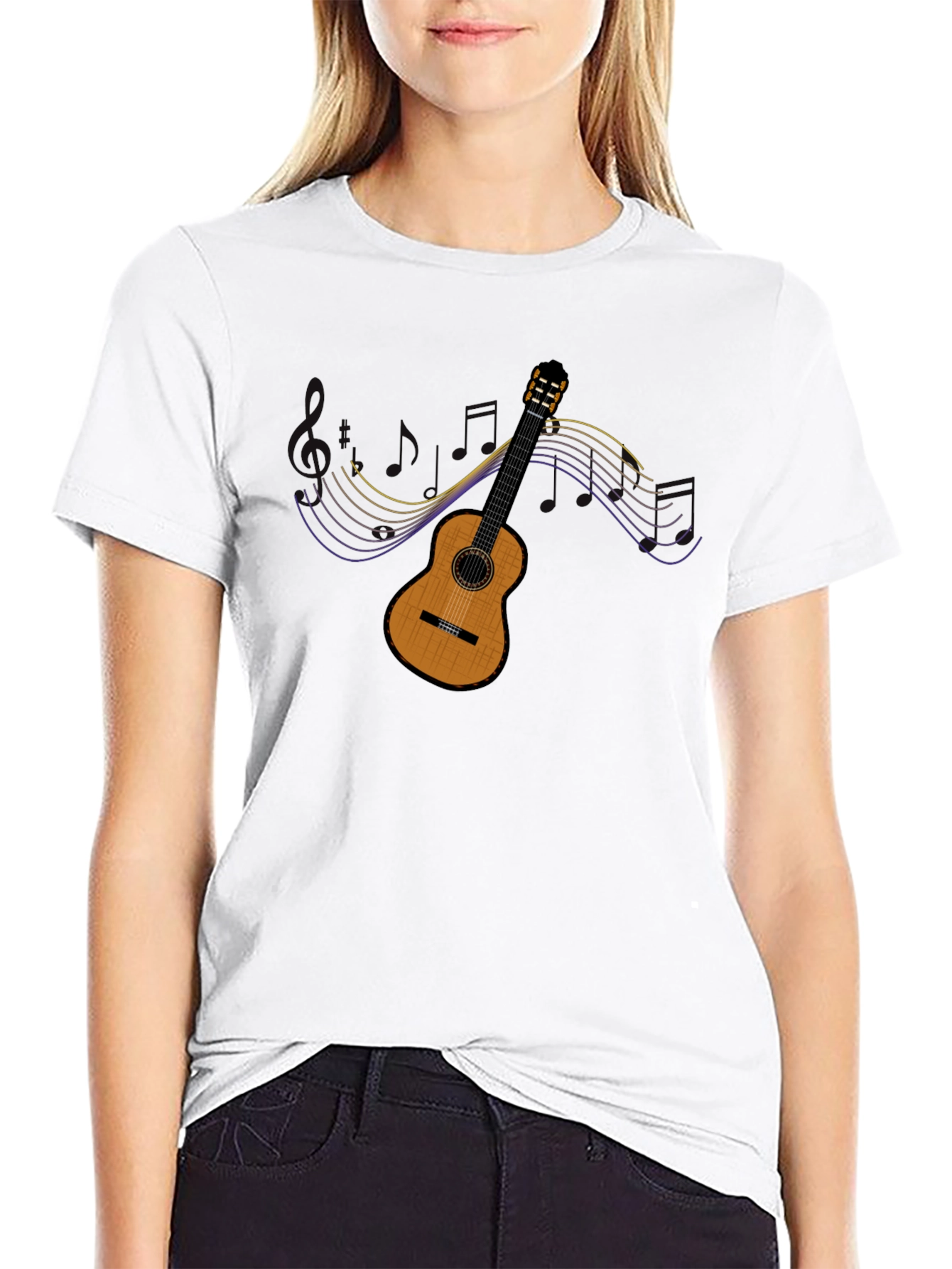 Guitar Music Graphic Black T-Shirt
