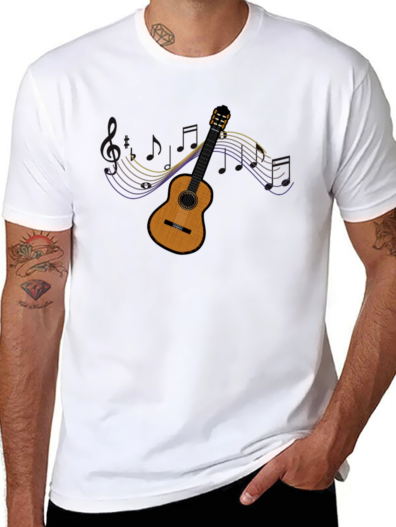 Guitar Music Graphic Black T-Shirt
