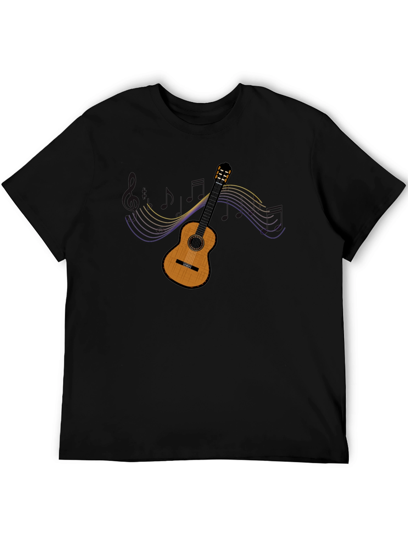 Guitar Music Graphic Black T-Shirt