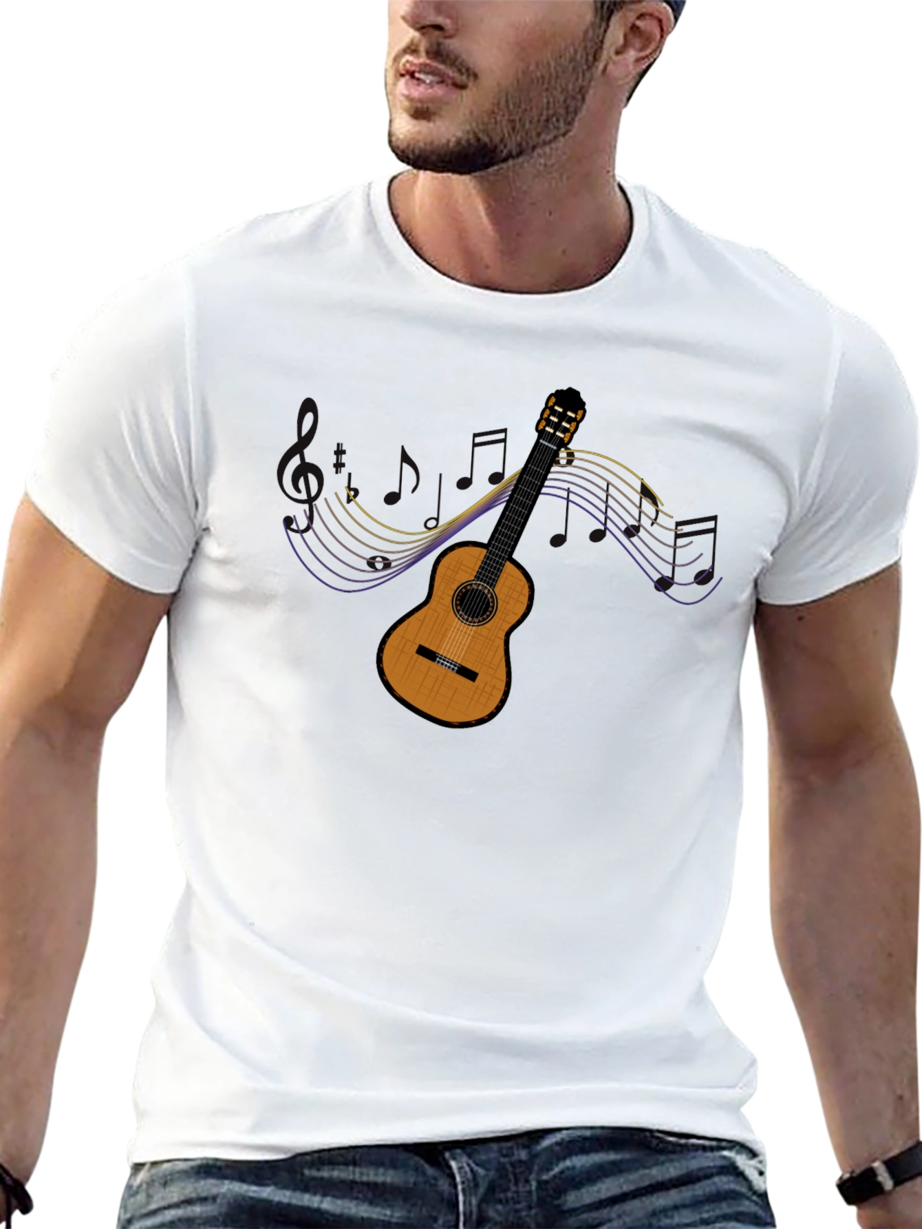 Guitar Music Graphic Black T-Shirt