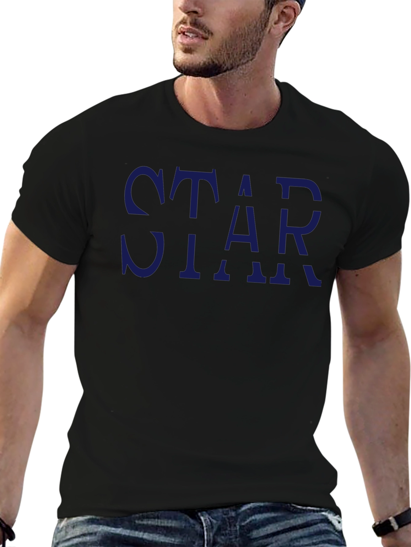 Star Graphic Print Crew Neck T-Shirt