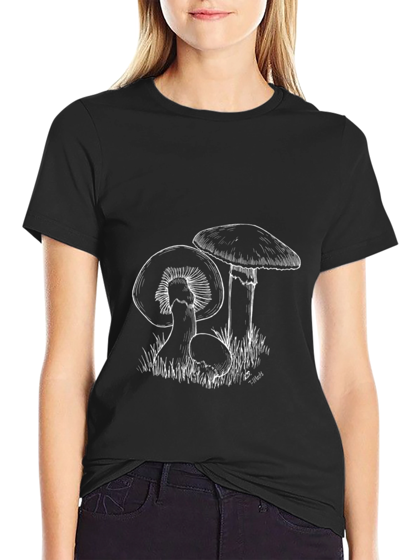 Mushroom Graphic T-Shirt - Black Cotton Tee