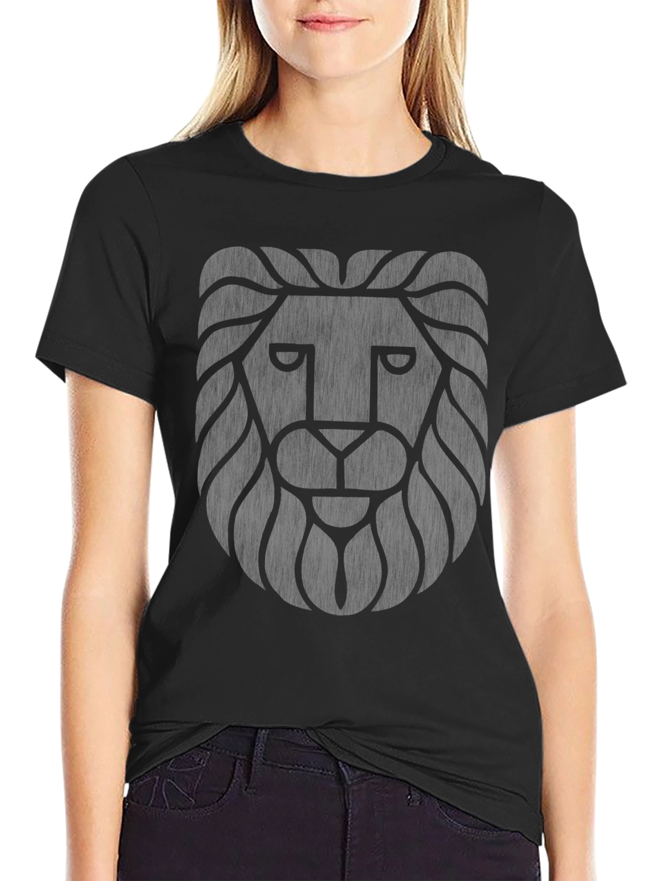Mens Black Lion Graphic Print Tee
