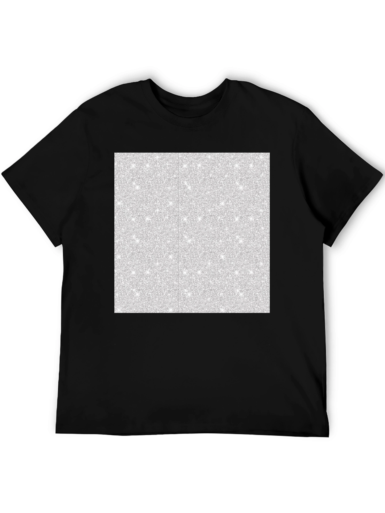 Mens Black T-Shirt with Abstract Glitter Square Design