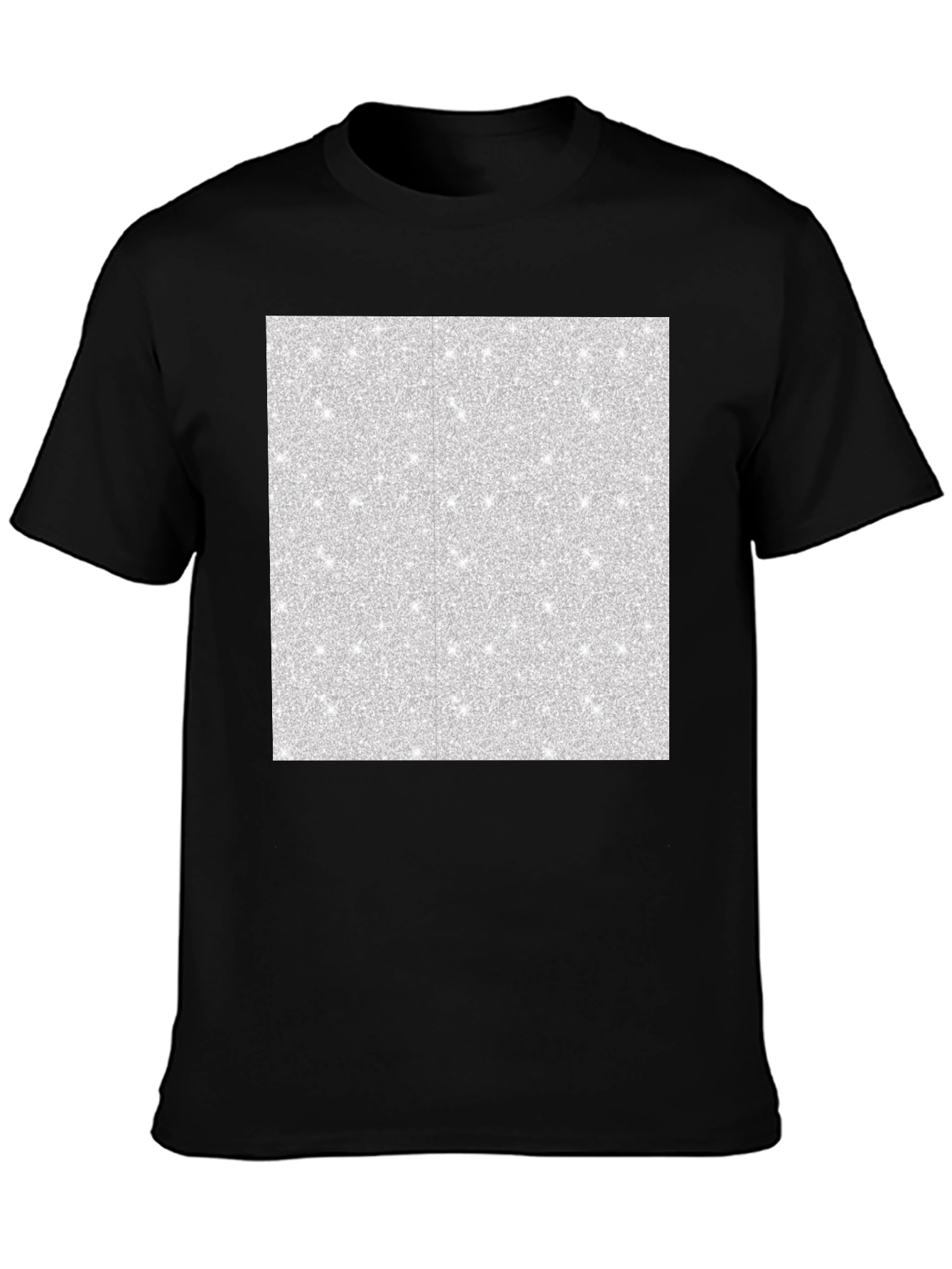 Mens Black T-Shirt with Abstract Glitter Square Design