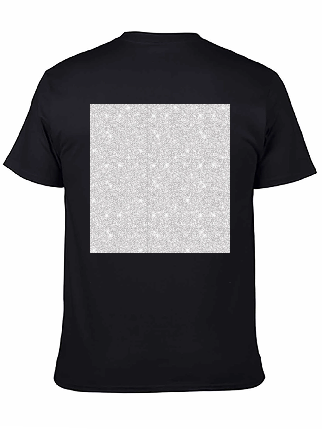 Mens Black T-Shirt with Abstract Glitter Square Design