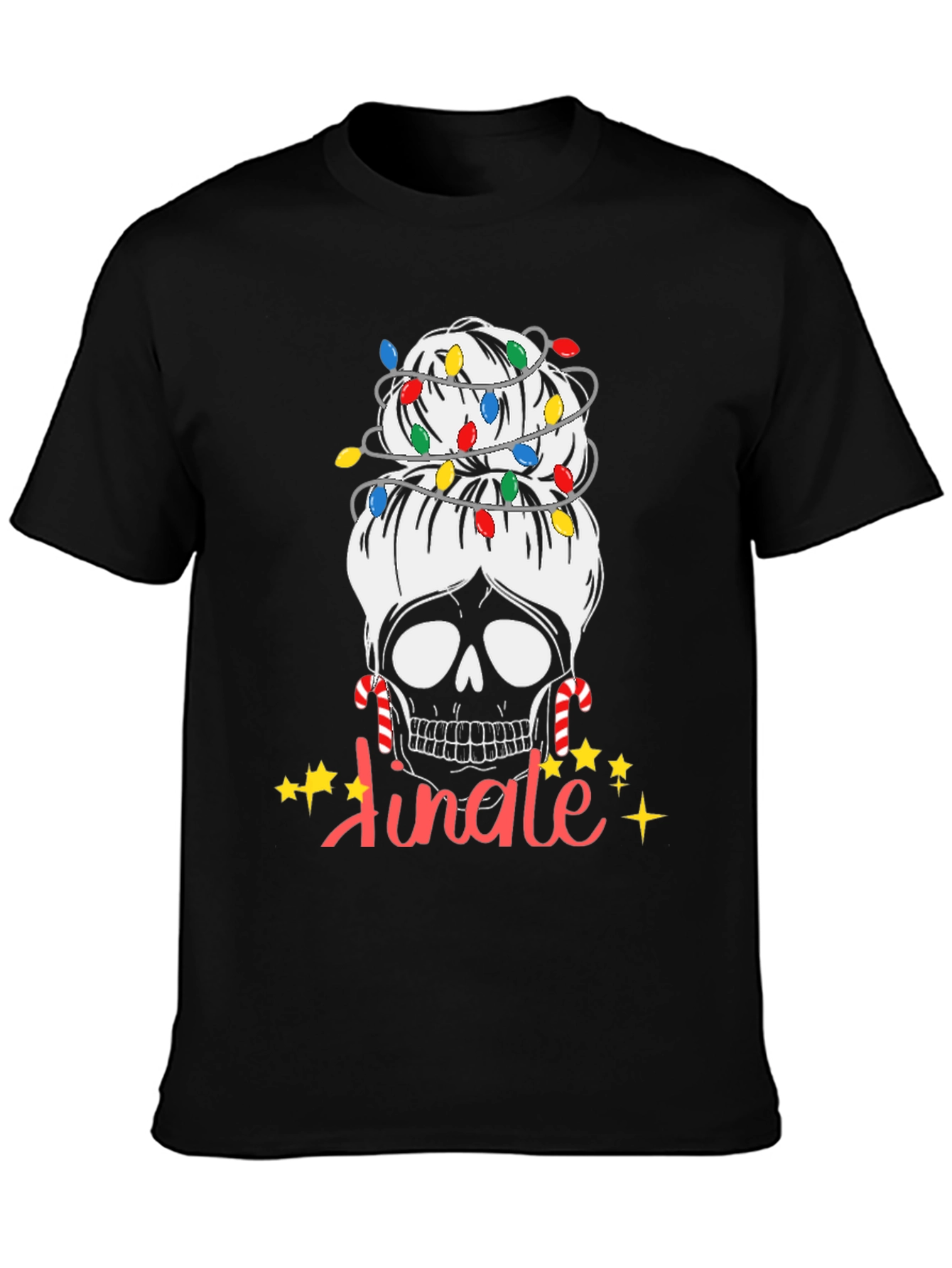 Jingle Skull Messy Bun Christmas T-Shirt
